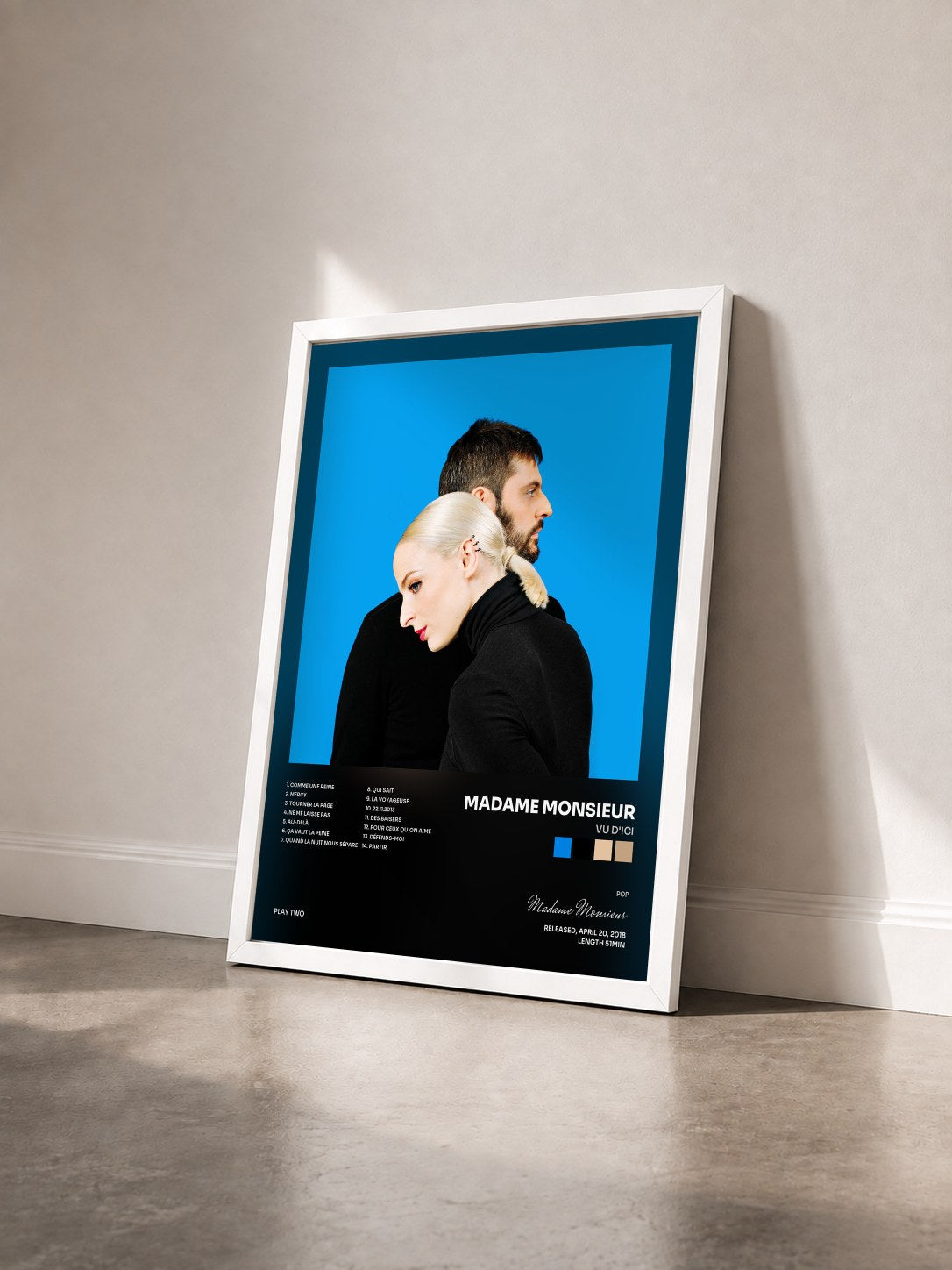 #blanc Tableau de l'album Vu d'ici de Madame Monsieur vu de trois quarts, cadre blanc