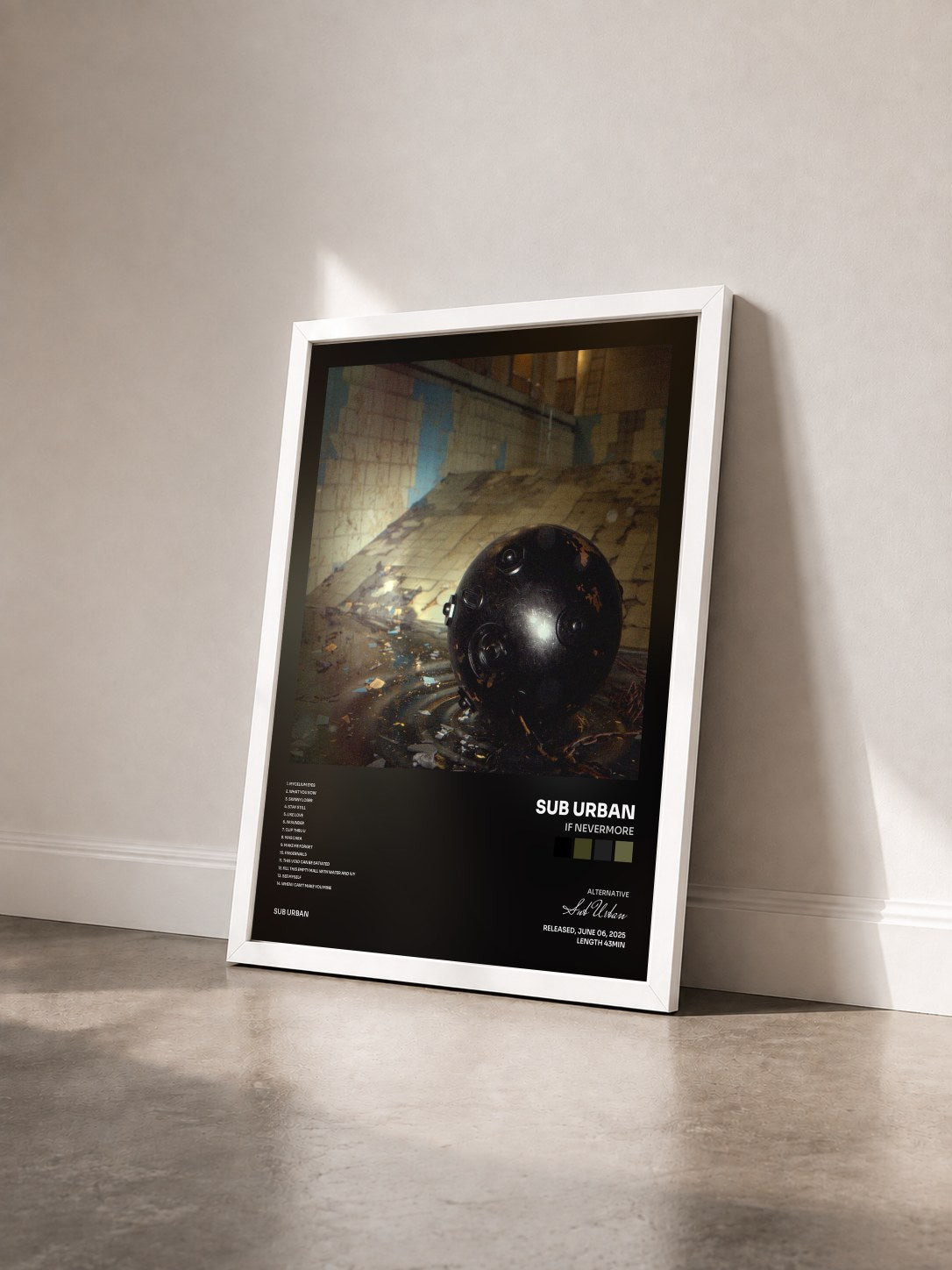 #blanc Tableau de l'album If Nevermore de Sub Urban vu de trois quarts, cadre blanc