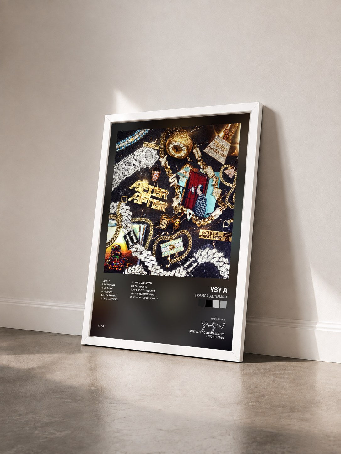 #blanc Tableau de l'album TRAMPA AL TIEMPO de YSY A vu de trois quarts, cadre blanc
