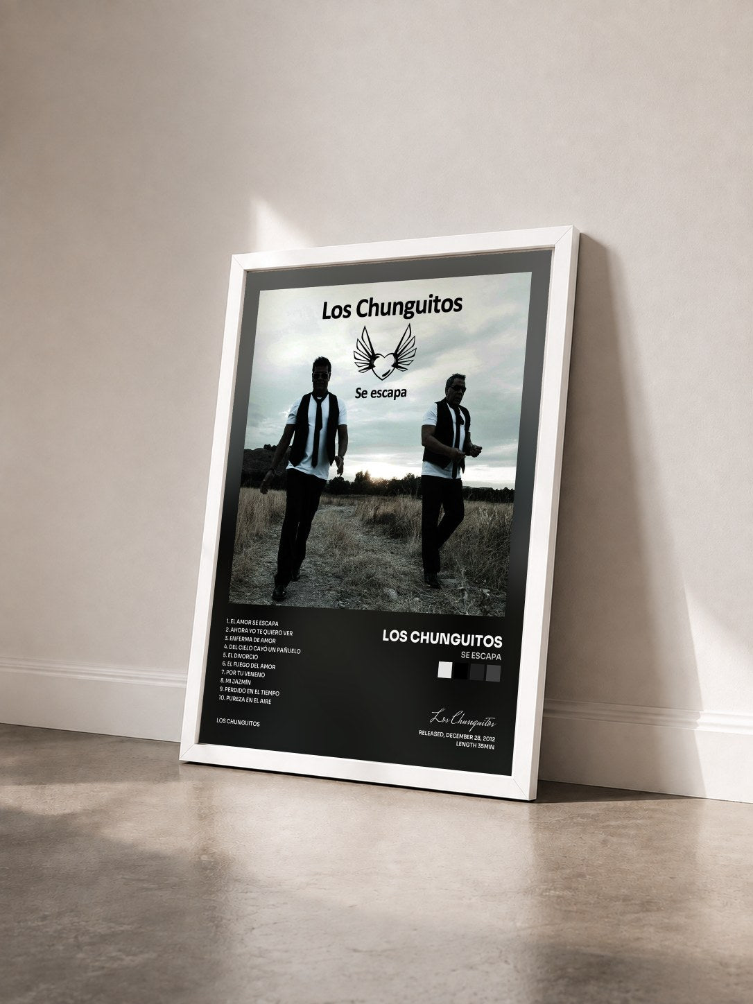 #blanc Tableau de l'album Se Escapa de Los Chunguitos vu de trois quarts, cadre blanc