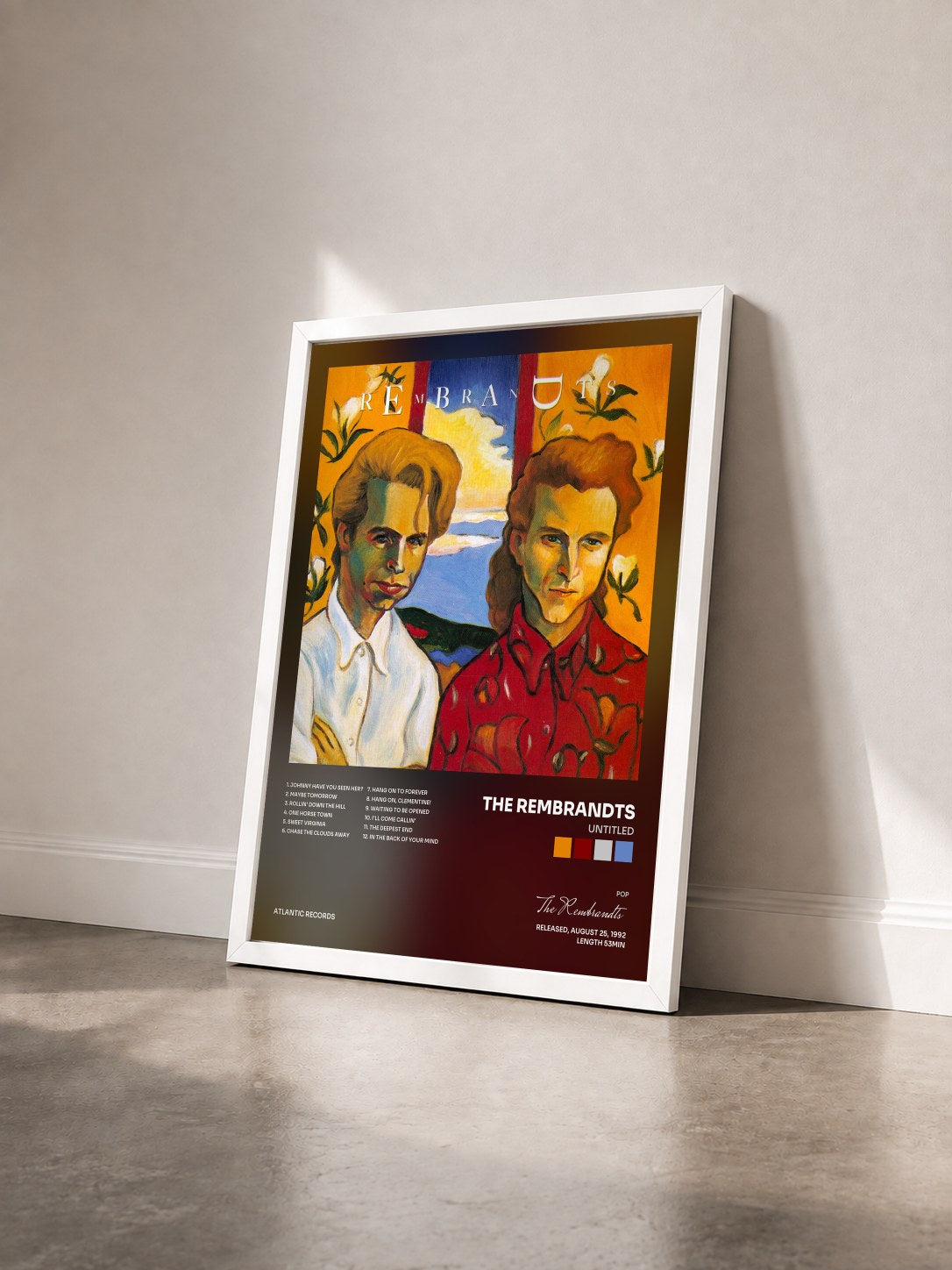 #blanc Tableau de l'album Untitled de The Rembrandts vu de trois quarts, cadre blanc