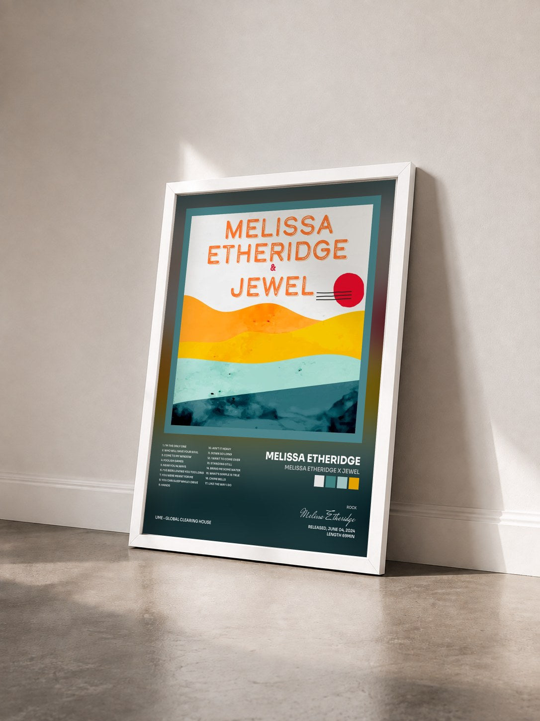 #blanc Tableau de l'album Melissa Etheridge X Jewel de Melissa Etheridge vu de trois quarts, cadre blanc