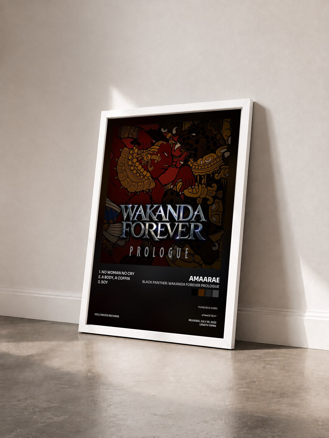#blanc Tableau de l'album Black Panther: Wakanda Forever Prologue de amaarae vu de trois quarts, cadre blanc