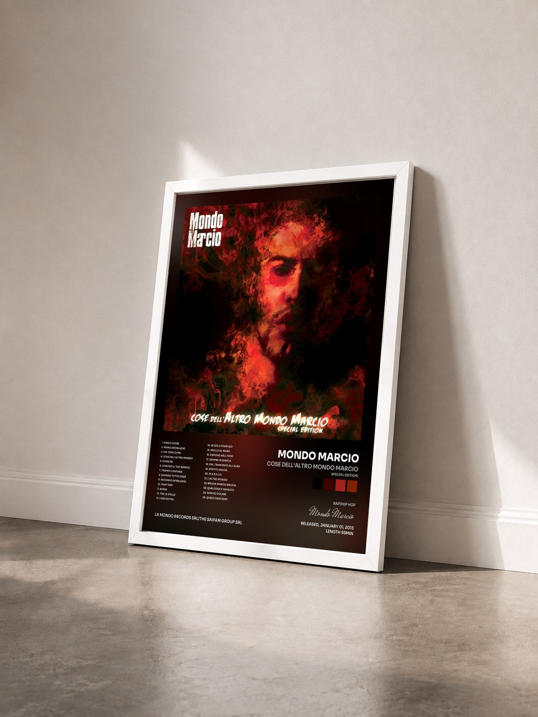 #blanc Tableau de l'album Cose dell'altro Mondo Marcio (Special Edition) de Mondo Marcio vu de trois quarts, cadre blanc