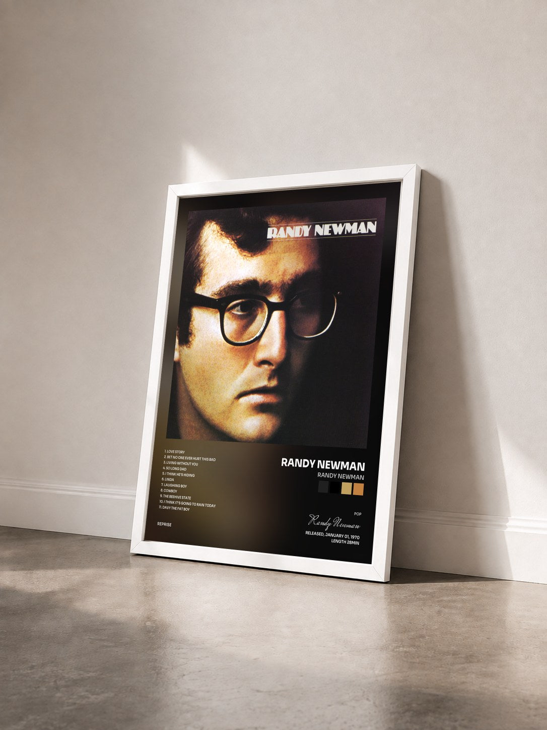 #blanc Tableau de l'album Randy Newman de Randy Newman vu de trois quarts, cadre blanc