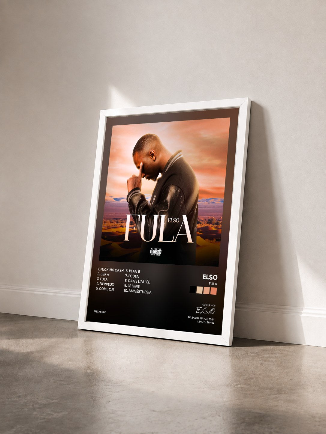 #blanc Tableau de l'album Fula de ELSO vu de trois quarts, cadre blanc