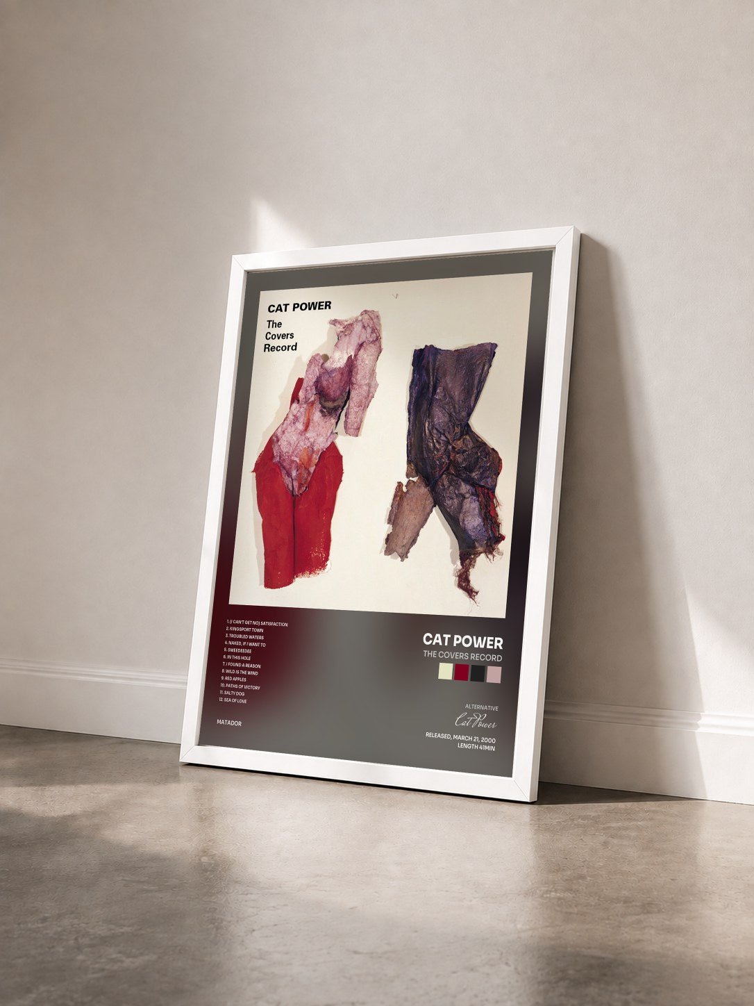 #blanc Tableau de l'album The Covers Record de Cat Power vu de trois quarts, cadre blanc