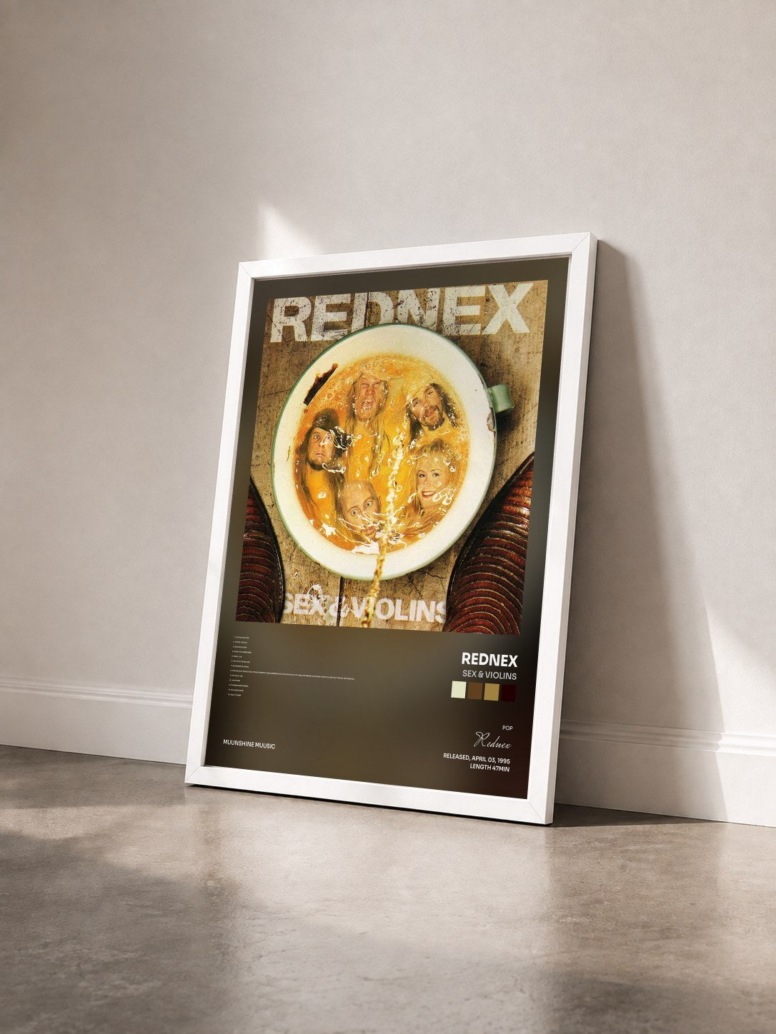 #blanc Tableau de l'album Sex & Violins de Rednex vu de trois quarts, cadre blanc