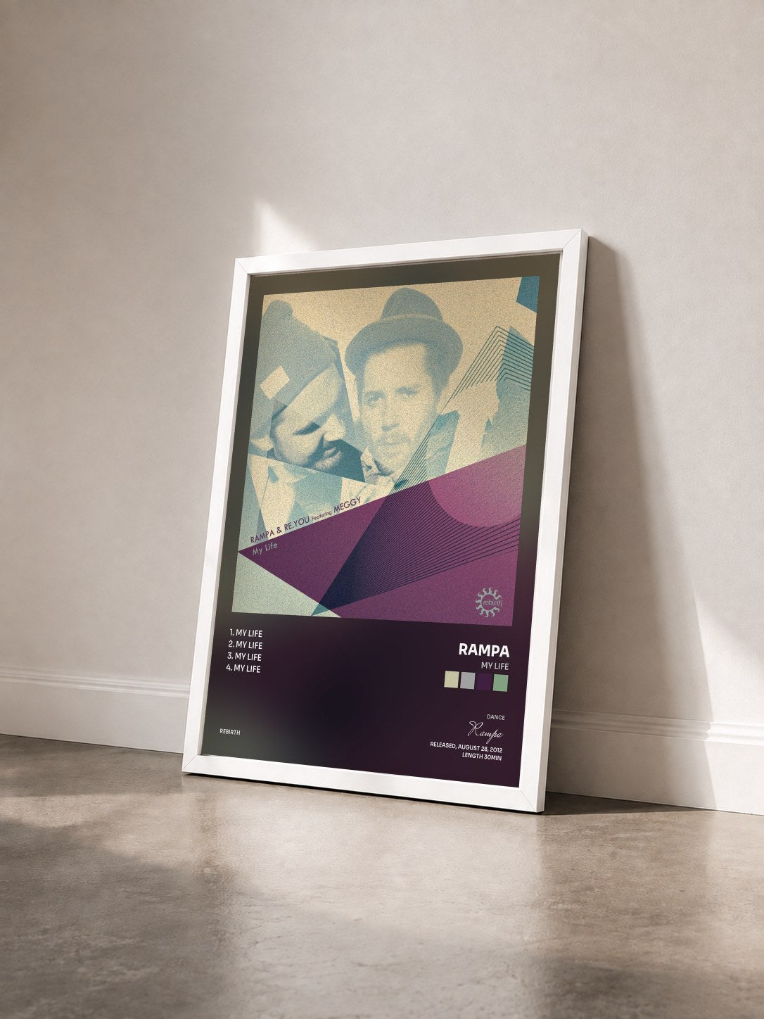 #blanc Tableau de l'album My Life de Rampa vu de trois quarts, cadre blanc
