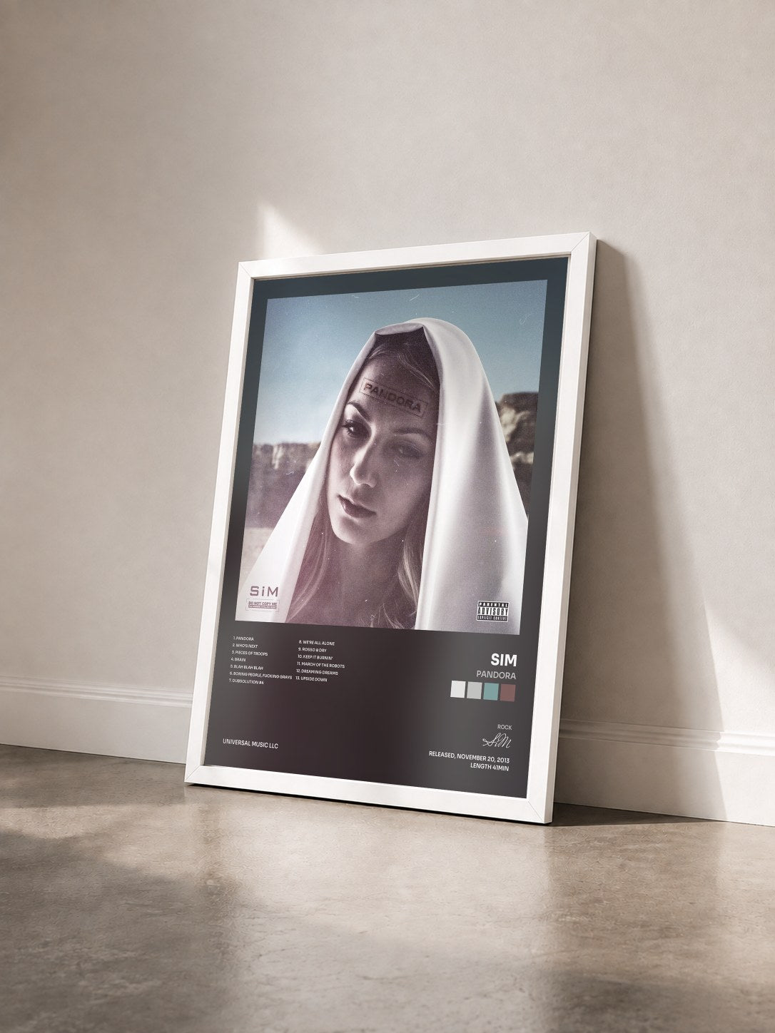 #blanc Tableau de l'album Pandora de SiM vu de trois quarts, cadre blanc