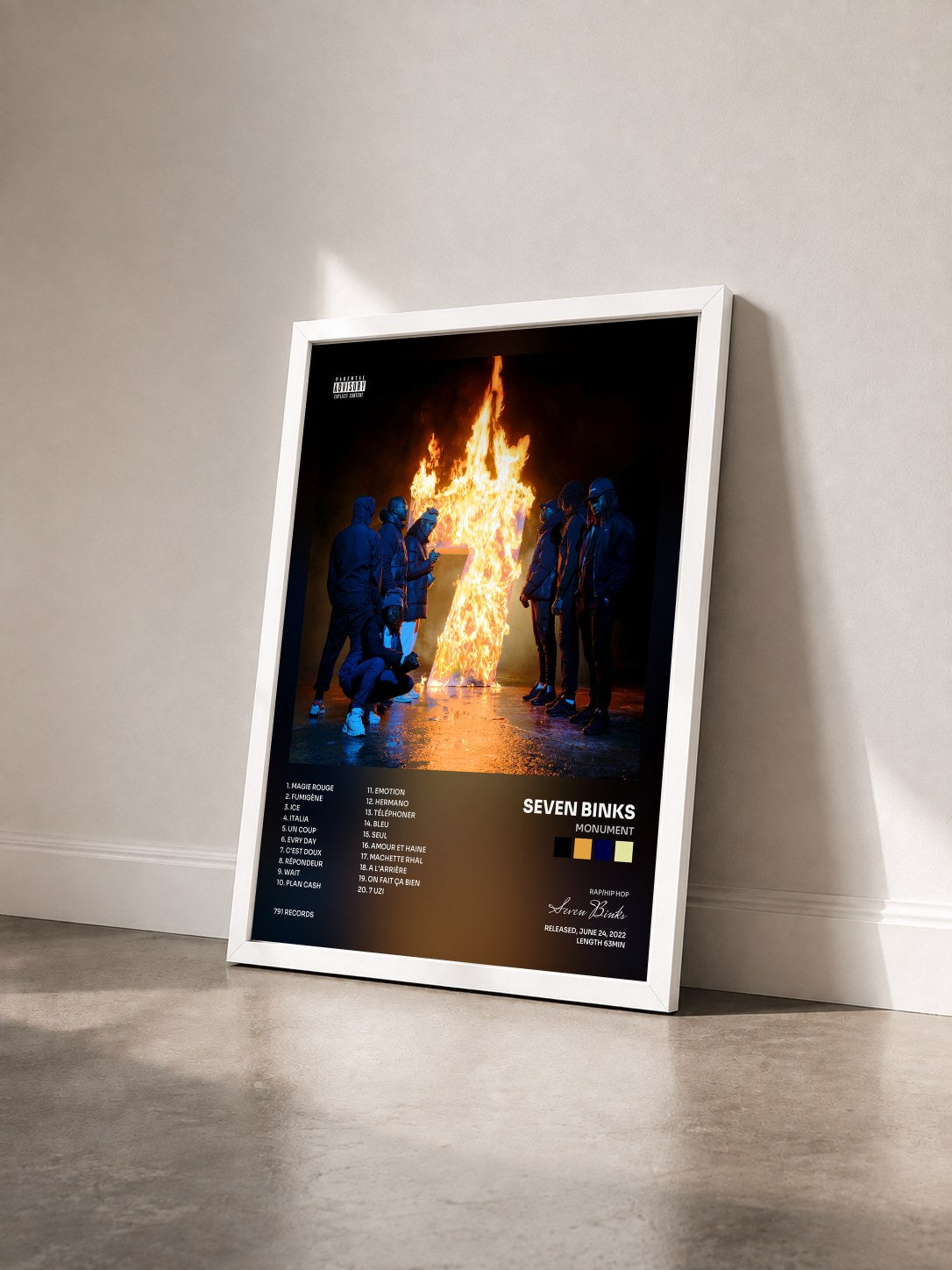 #blanc Tableau de l'album Monument de Seven Binks vu de trois quarts, cadre blanc