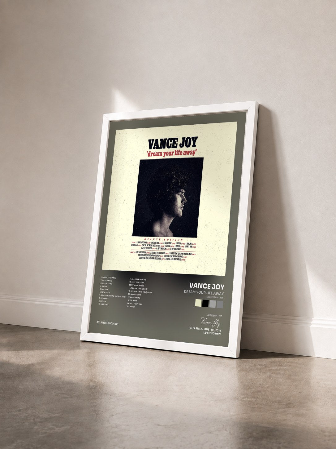 #blanc Tableau de l'album Dream Your Life Away (Deluxe Edition) de Vance Joy vu de trois quarts, cadre blanc