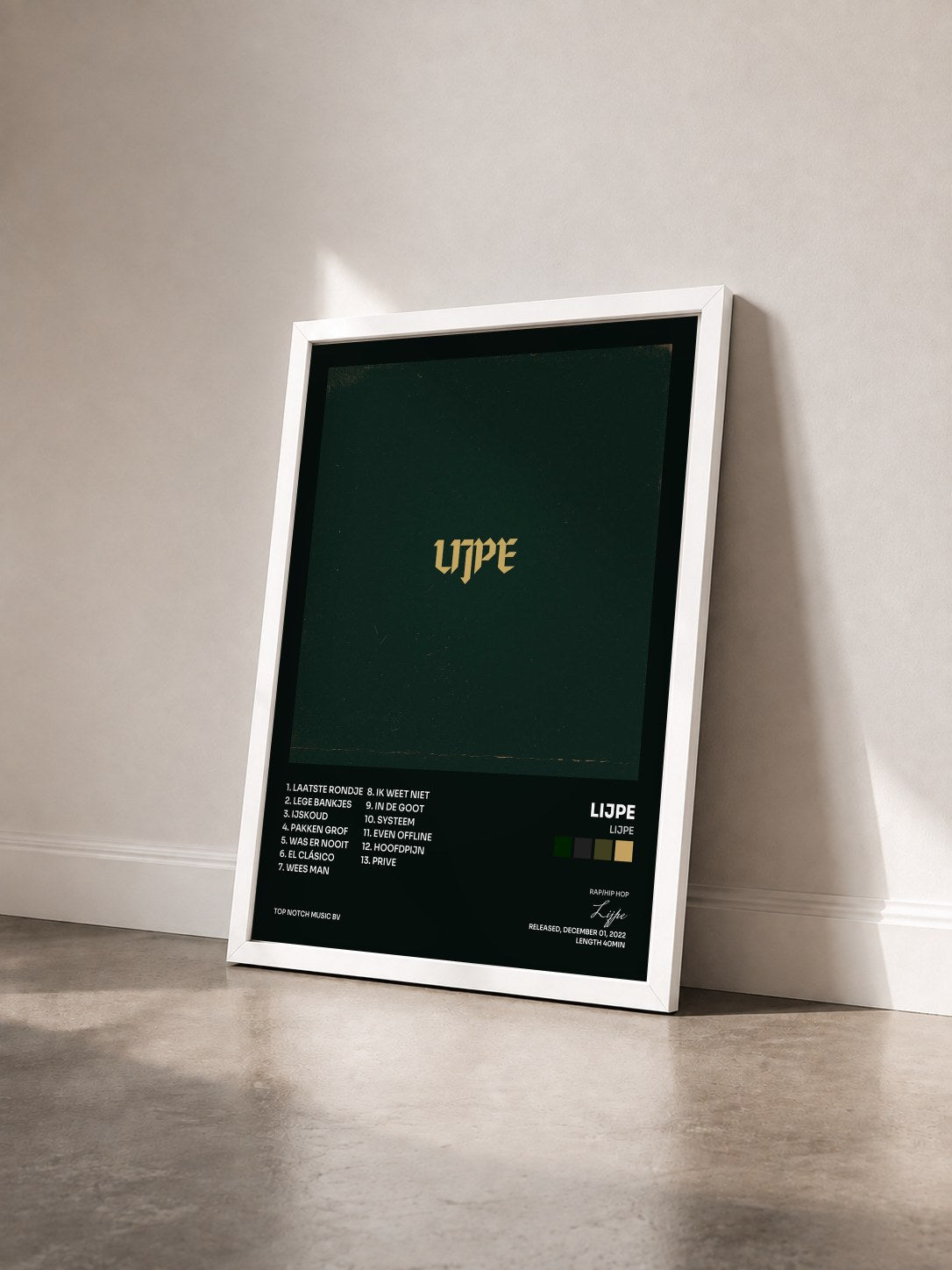 #blanc Tableau de l'album LIJPE de Lijpe vu de trois quarts, cadre blanc