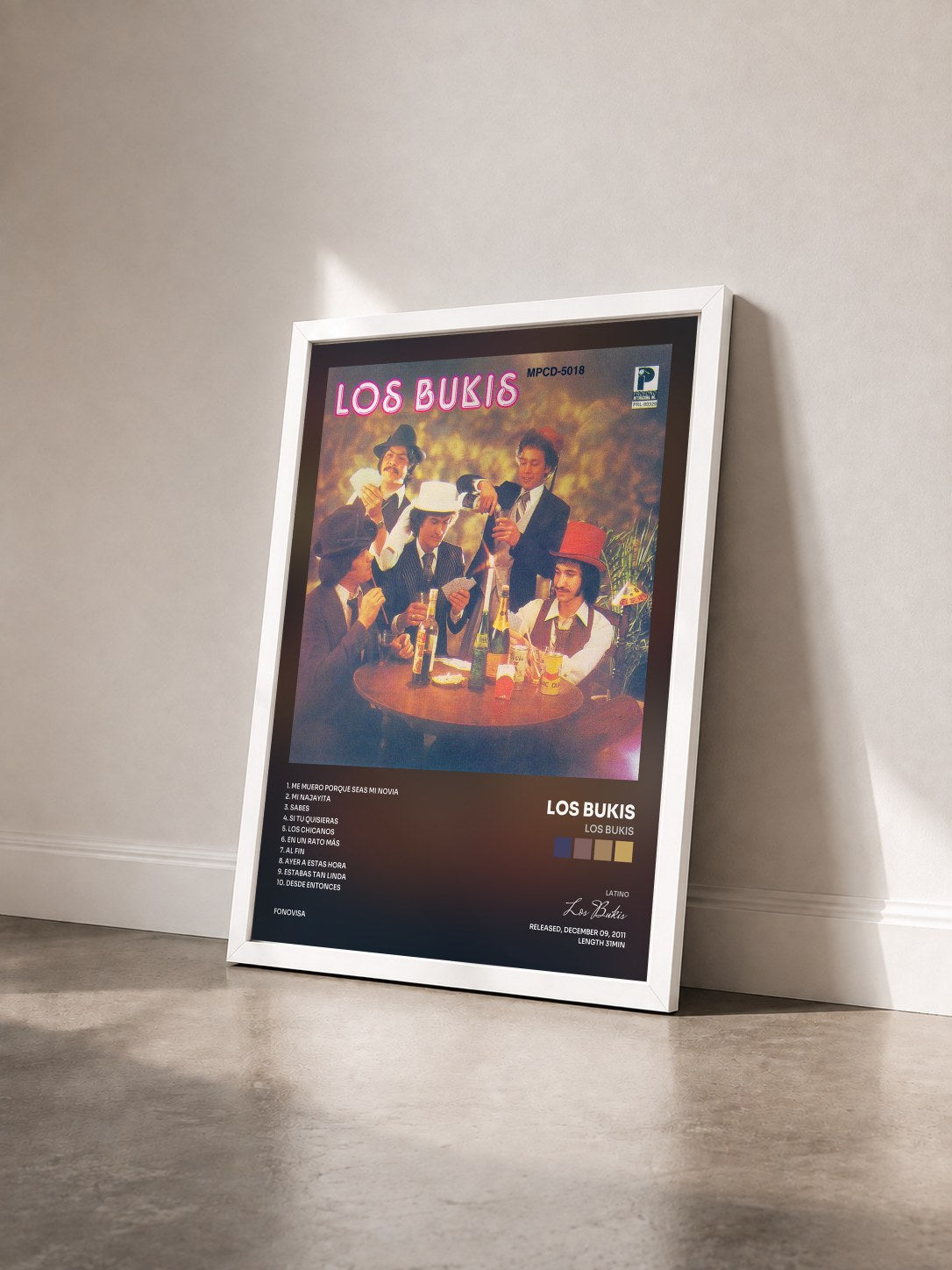 #blanc Tableau de l'album Los Bukis de Los Bukis vu de trois quarts, cadre blanc