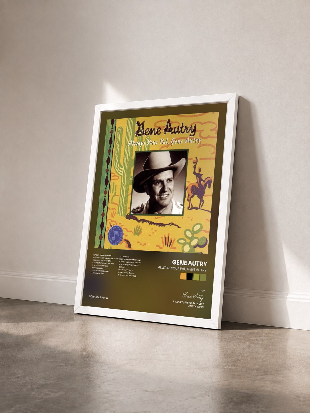 #blanc Tableau de l'album Always Your Pal, Gene Autry de Gene Autry vu de trois quarts, cadre blanc