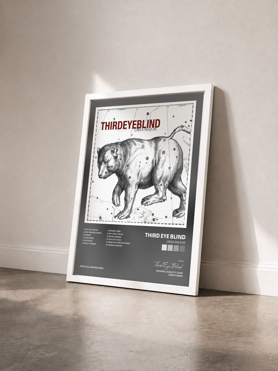 #blanc Tableau de l'album Ursa Major de Third Eye Blind vu de trois quarts, cadre blanc