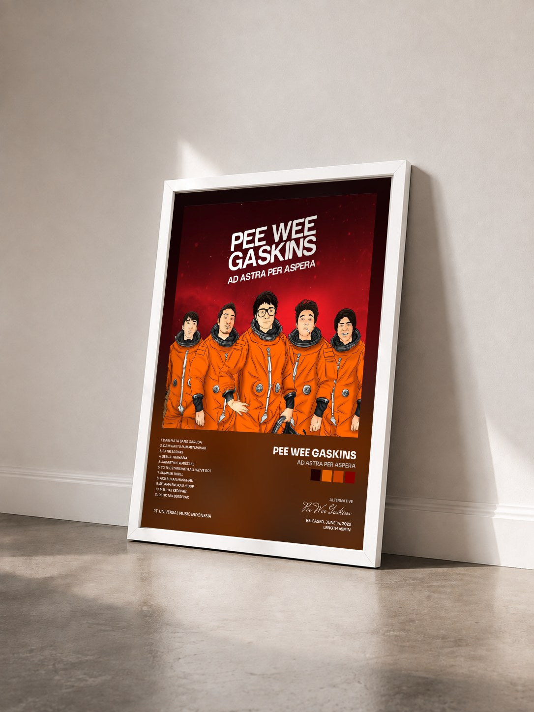 #blanc Tableau de l'album Ad Astra Per Aspera de Pee Wee Gaskins vu de trois quarts, cadre blanc