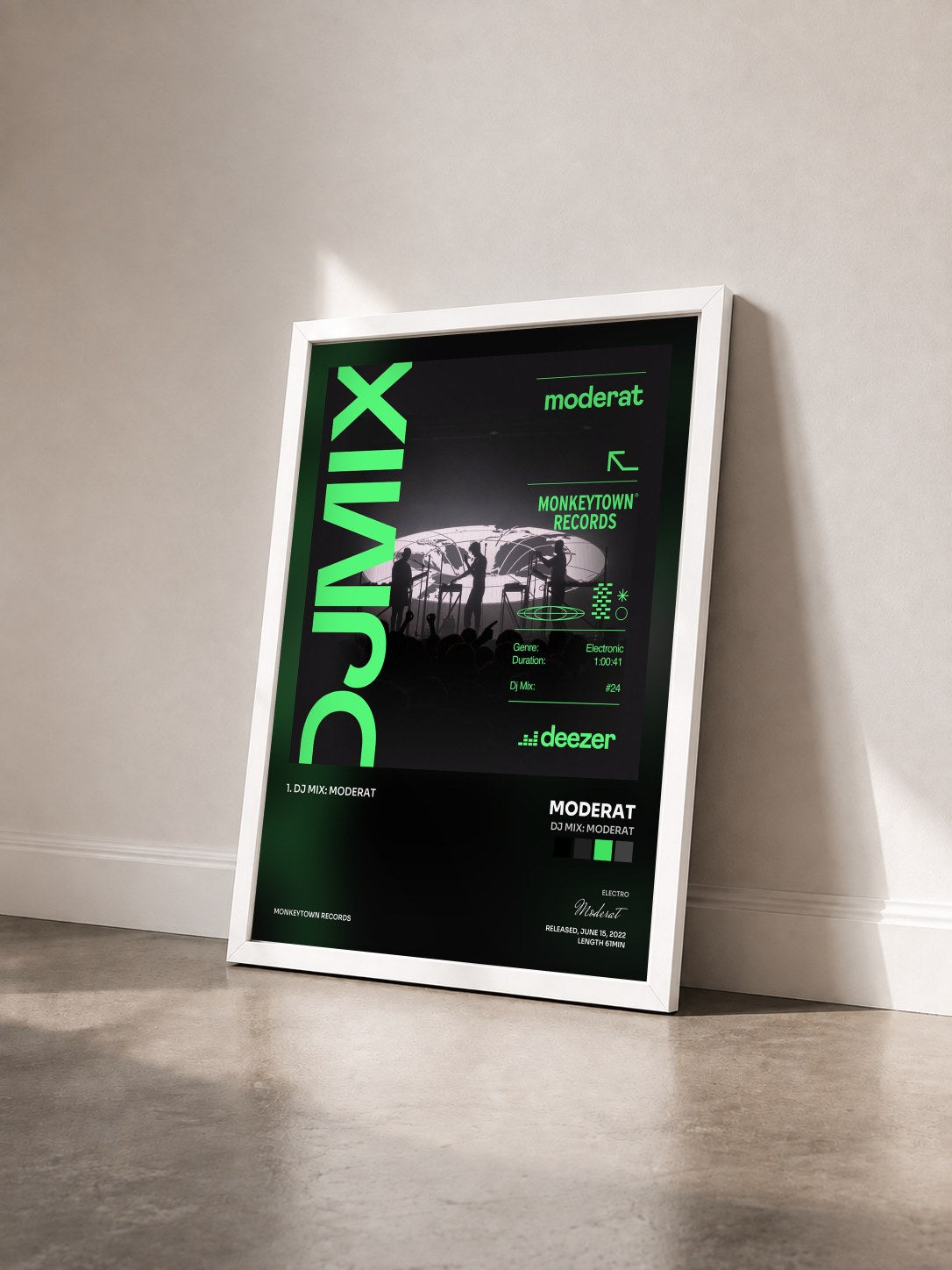 #blanc Tableau de l'album DJ Mix: Moderat de Moderat vu de trois quarts, cadre blanc