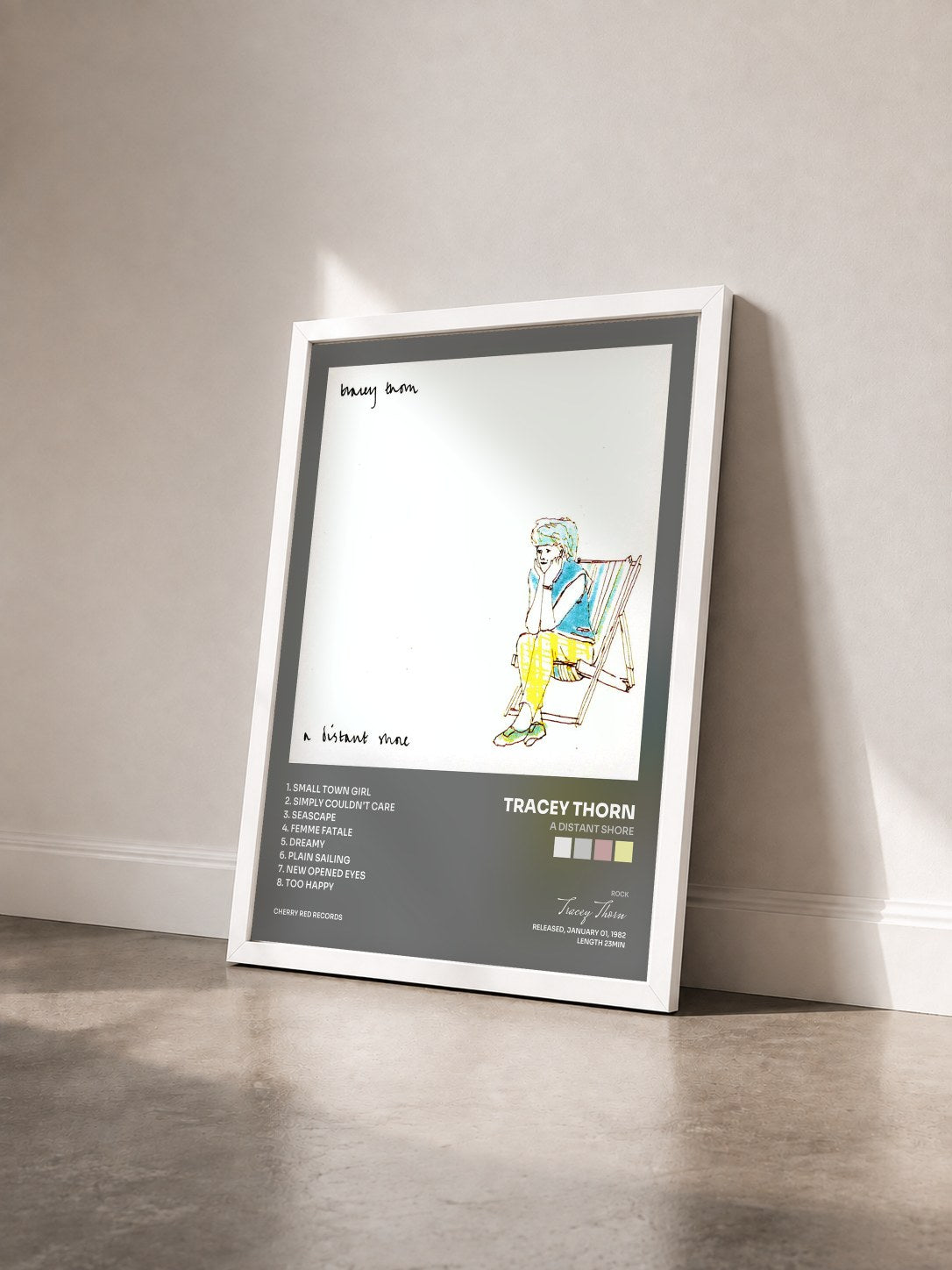 #blanc Tableau de l'album A Distant Shore de Tracey Thorn vu de trois quarts, cadre blanc