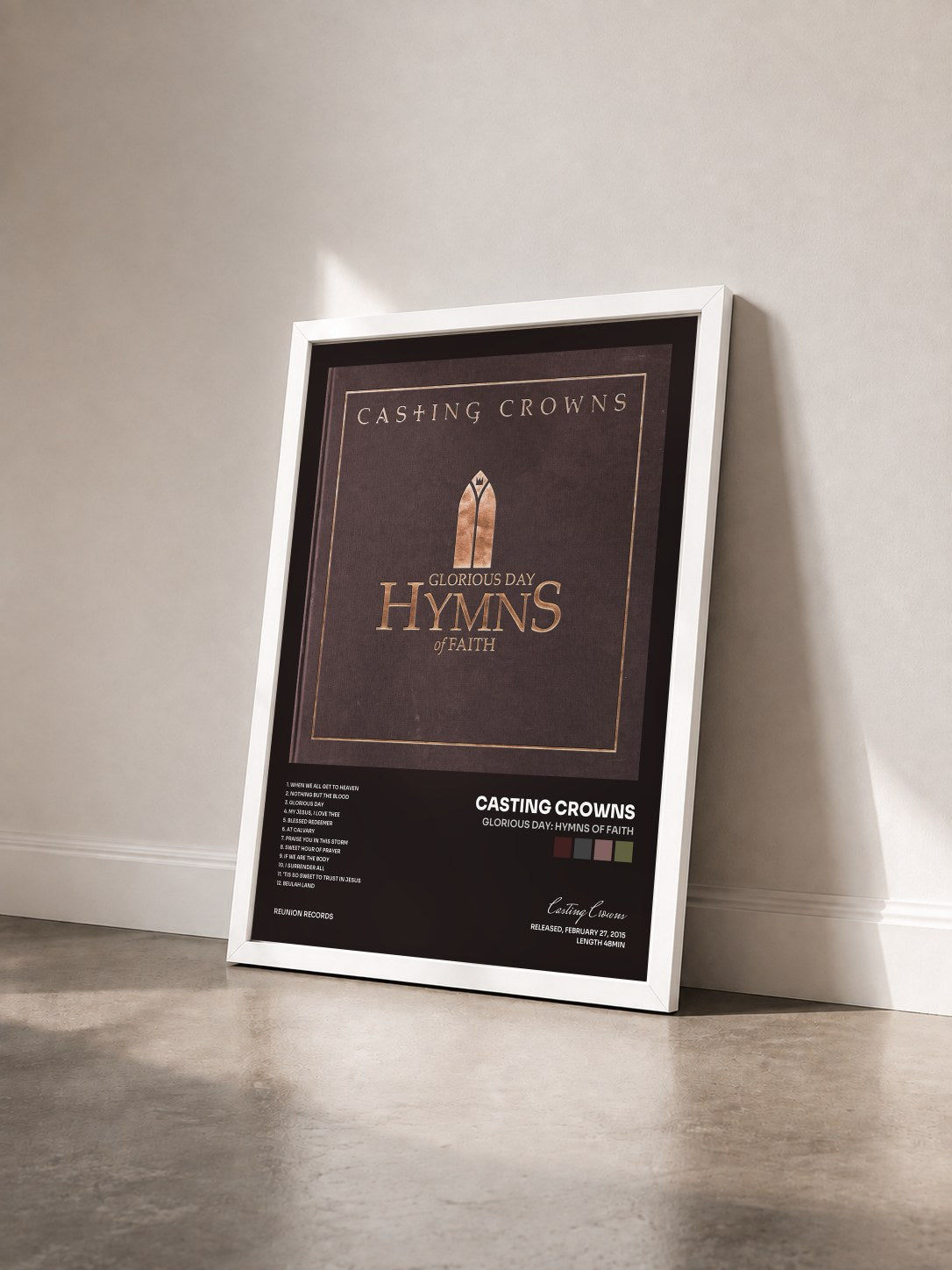 #blanc Tableau de l'album Glorious Day: Hymns of Faith de Casting Crowns vu de trois quarts, cadre blanc