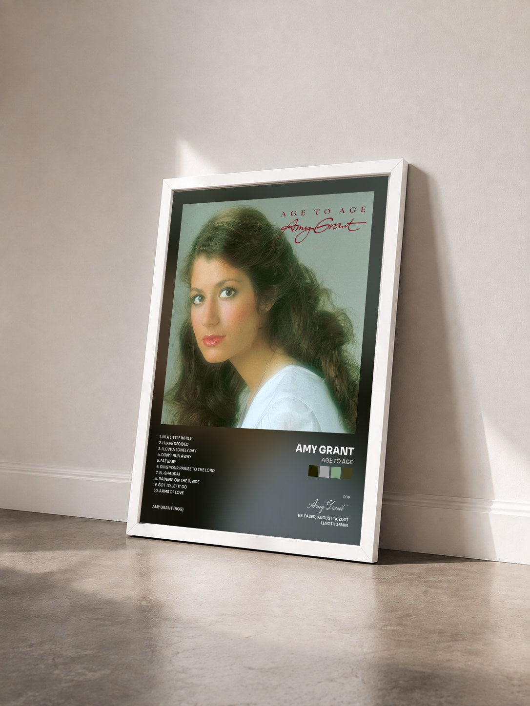 #blanc Tableau de l'album Age To Age de Amy Grant vu de trois quarts, cadre blanc