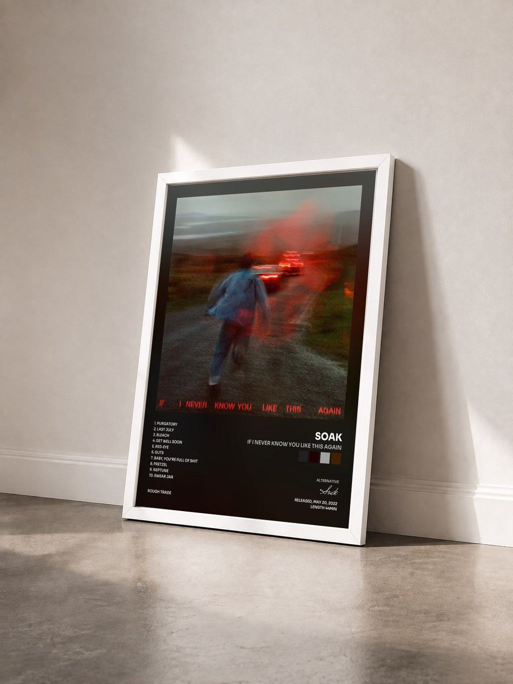 #blanc Tableau de l'album If I never know you like this again de Soak vu de trois quarts, cadre blanc