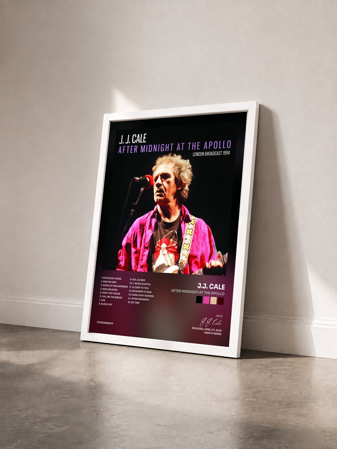 #blanc Tableau de l'album After Midnight At The Apollo de J.J. Cale vu de trois quarts, cadre blanc