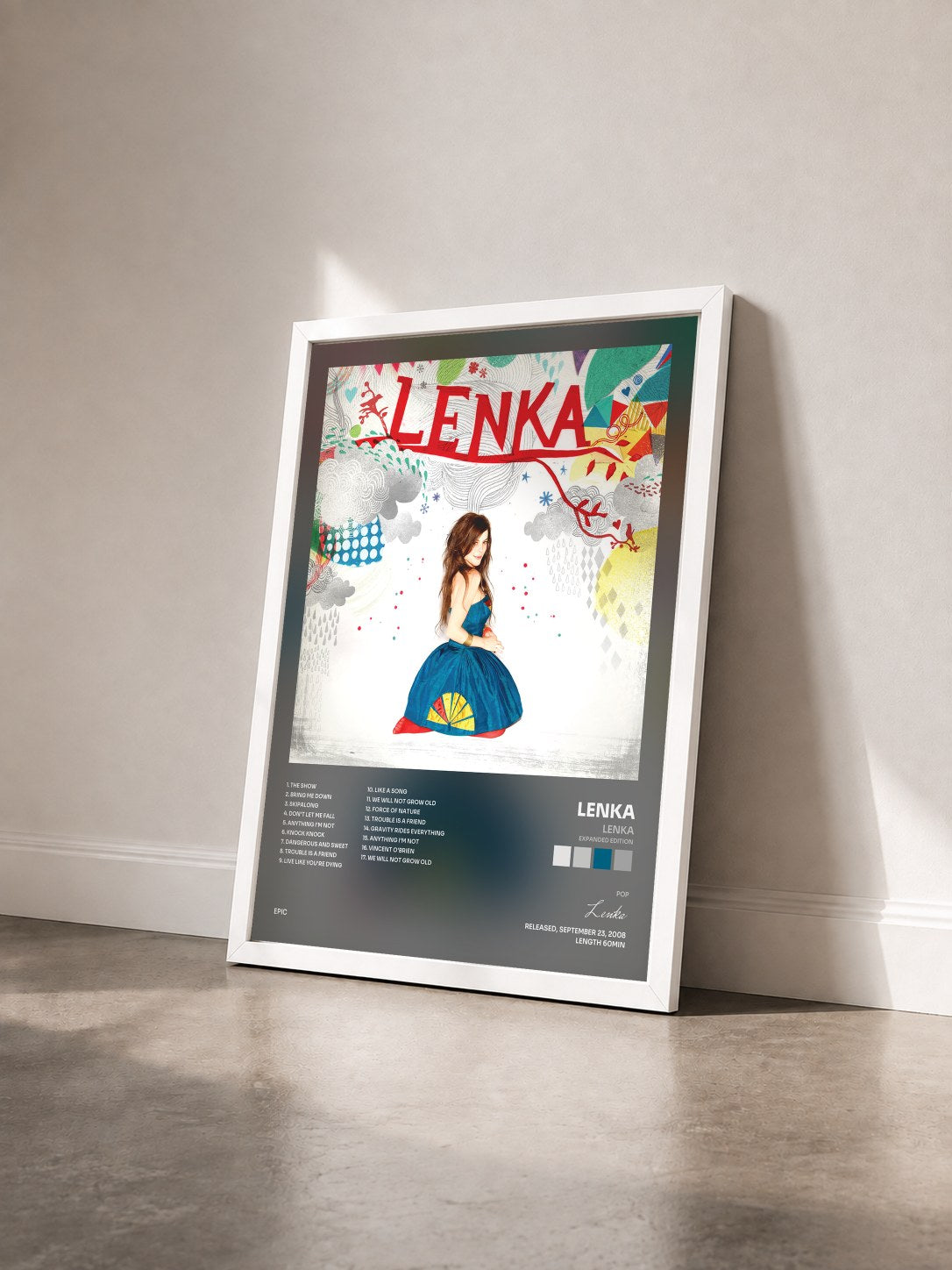 #blanc Tableau de l'album Lenka (Expanded Edition) de Lenka vu de trois quarts, cadre blanc