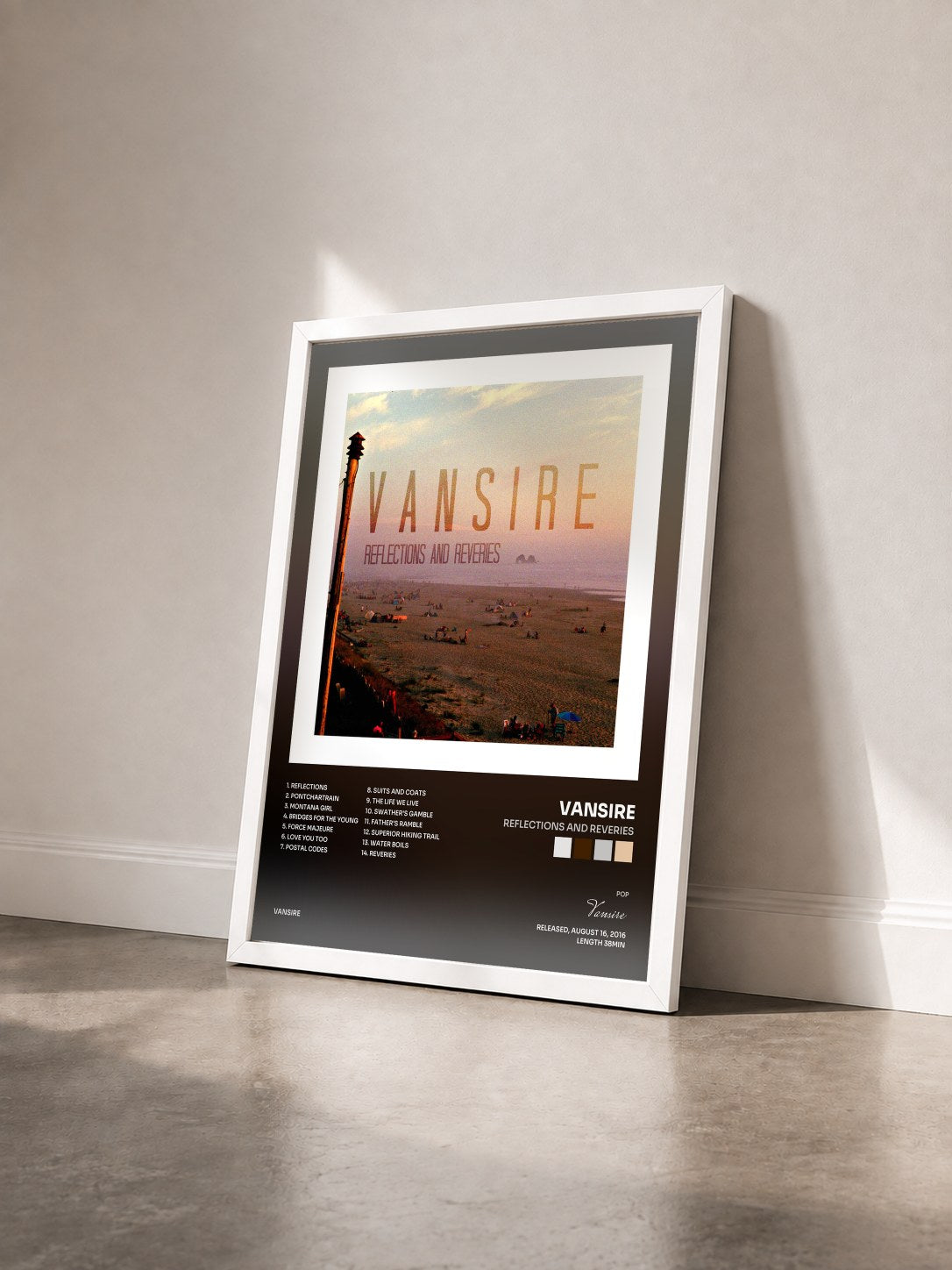 #blanc Tableau de l'album Reflections and Reveries de Vansire vu de trois quarts, cadre blanc