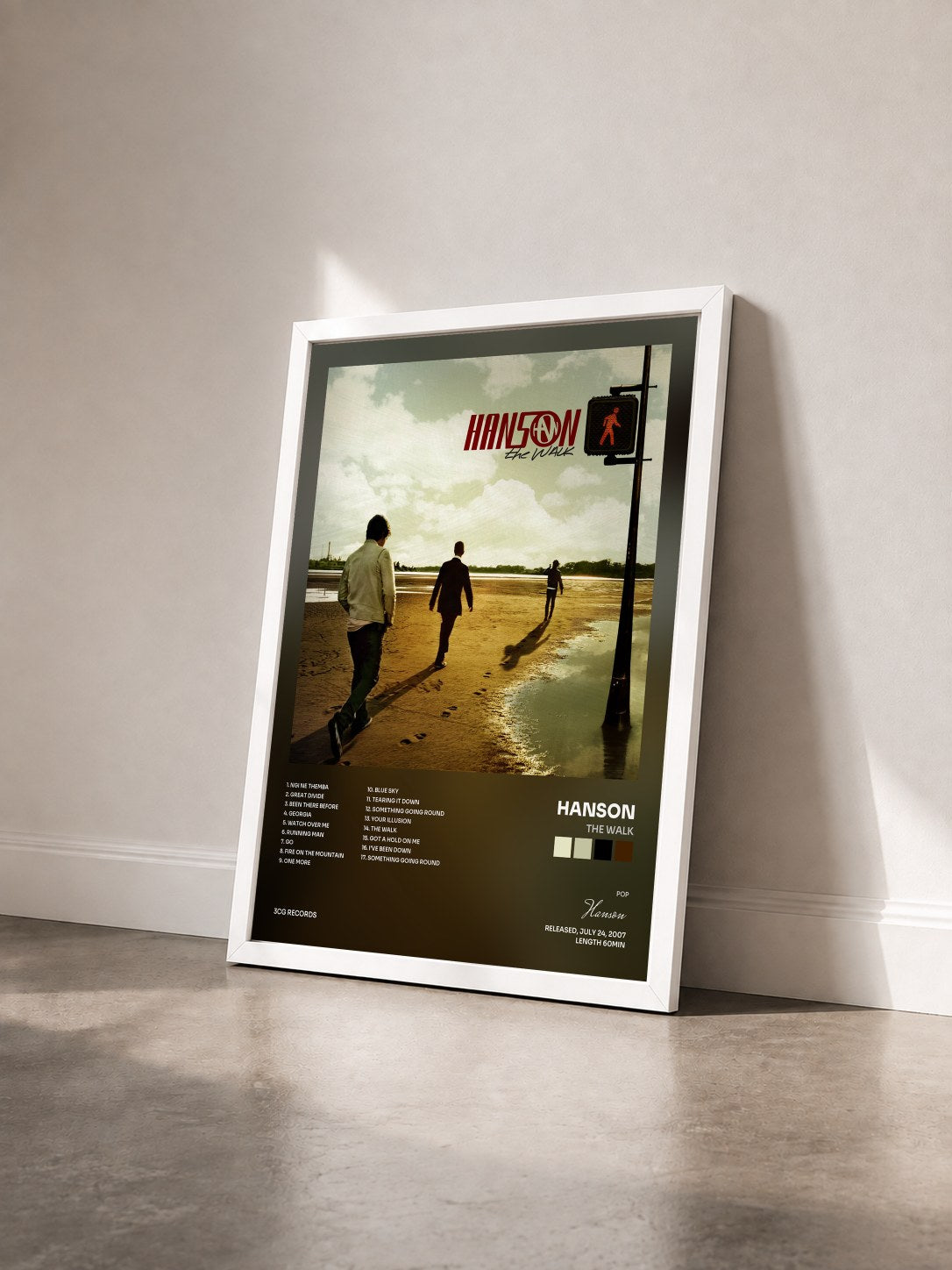 #blanc Tableau de l'album The Walk de Hanson vu de trois quarts, cadre blanc