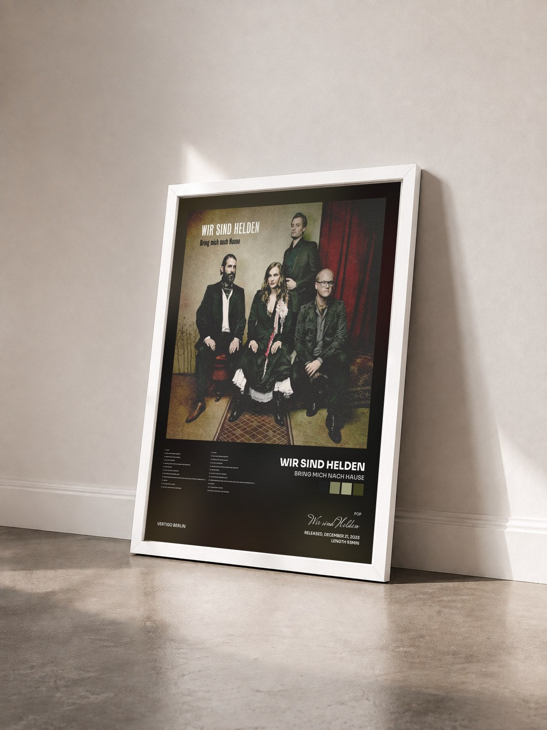 #blanc Tableau de l'album Bring mich nach Hause de Wir sind Helden vu de trois quarts, cadre blanc
