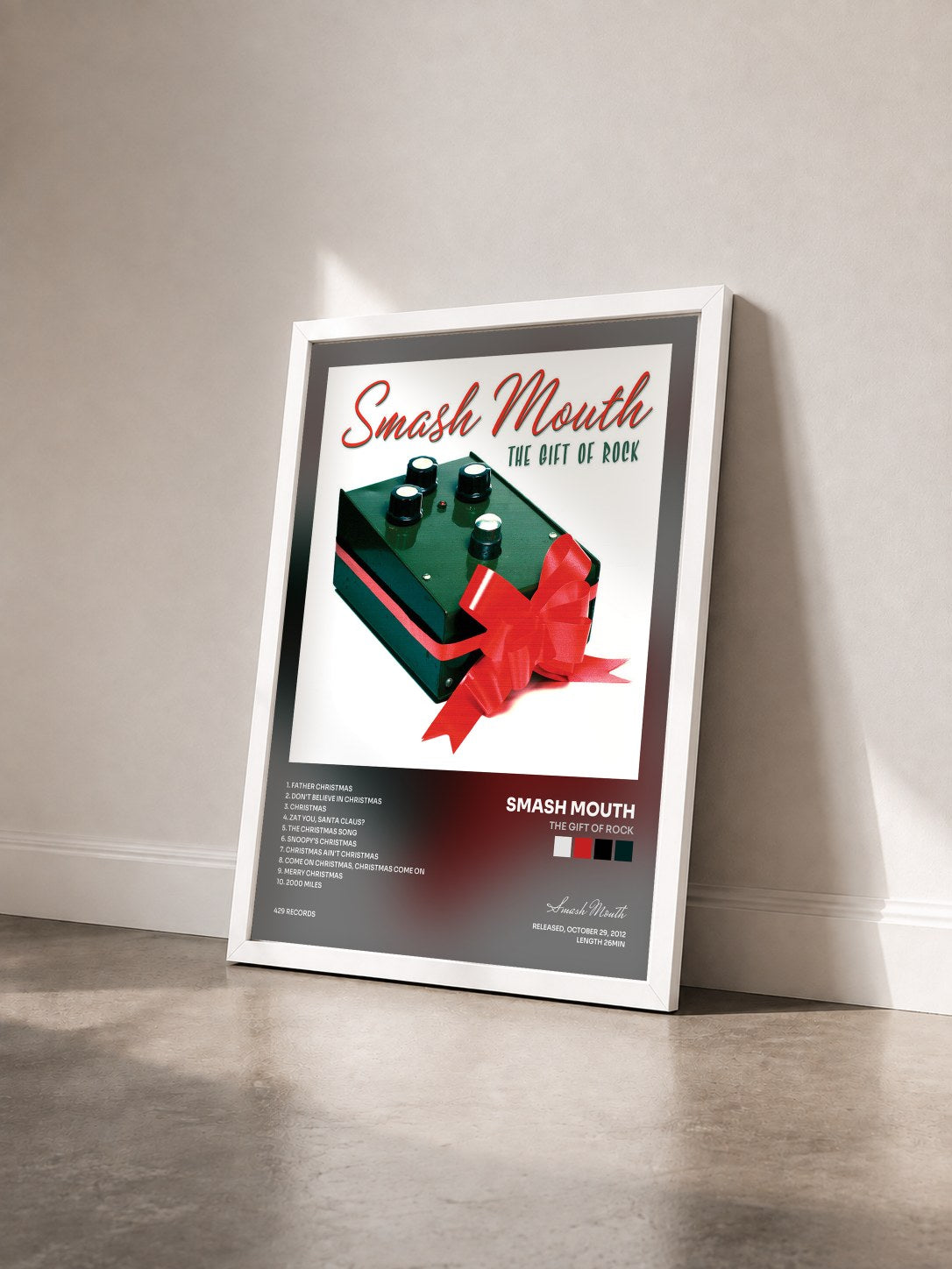 #blanc Tableau de l'album The Gift Of Rock de Smash Mouth vu de trois quarts, cadre blanc