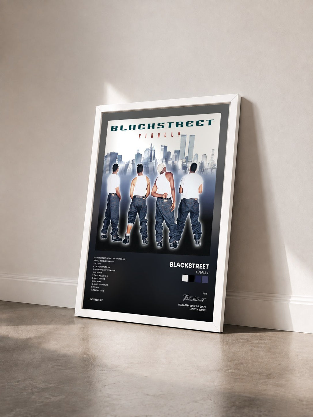 #blanc Finally von Blackstreet als gerahmter Kunstdruck von schräg gesehen, weißer Rahmen