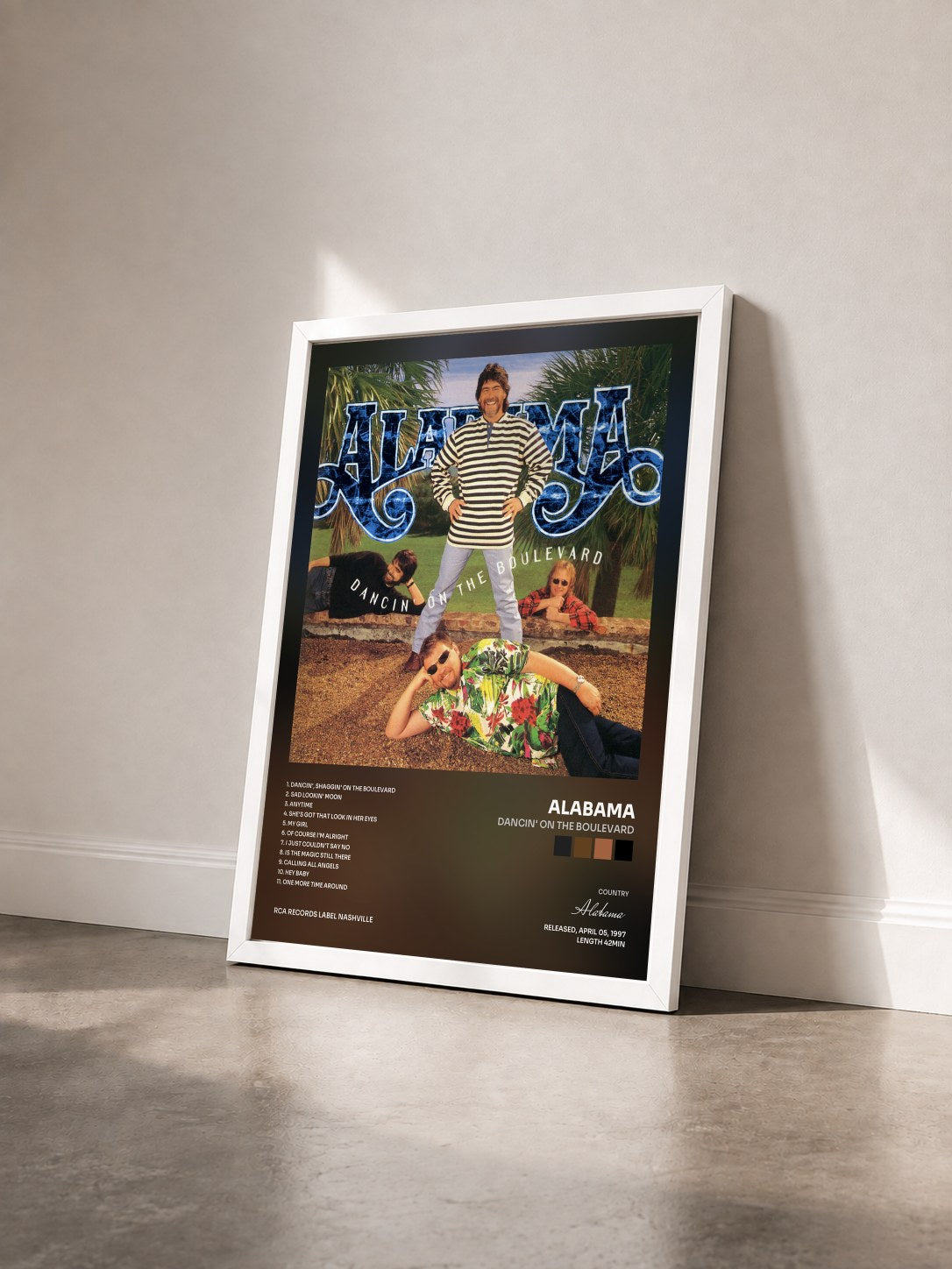 #blanc Tableau de l'album Dancin' On The Boulevard de Alabama vu de trois quarts, cadre blanc