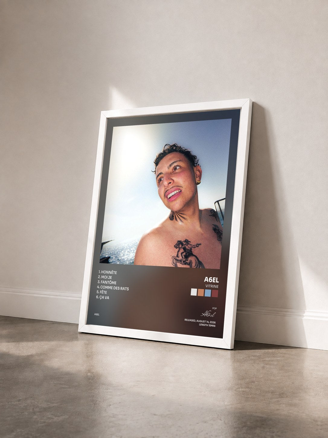 #blanc Tableau de l'album Vitrine de A6el vu de trois quarts, cadre blanc
