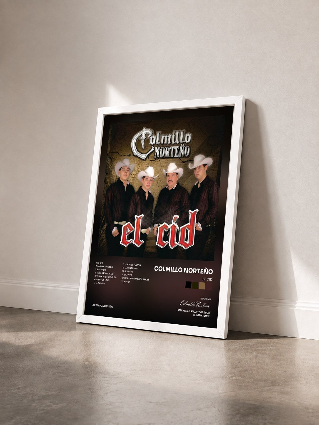#blanc Tableau de l'album El Cid de Colmillo Norteño vu de trois quarts, cadre blanc
