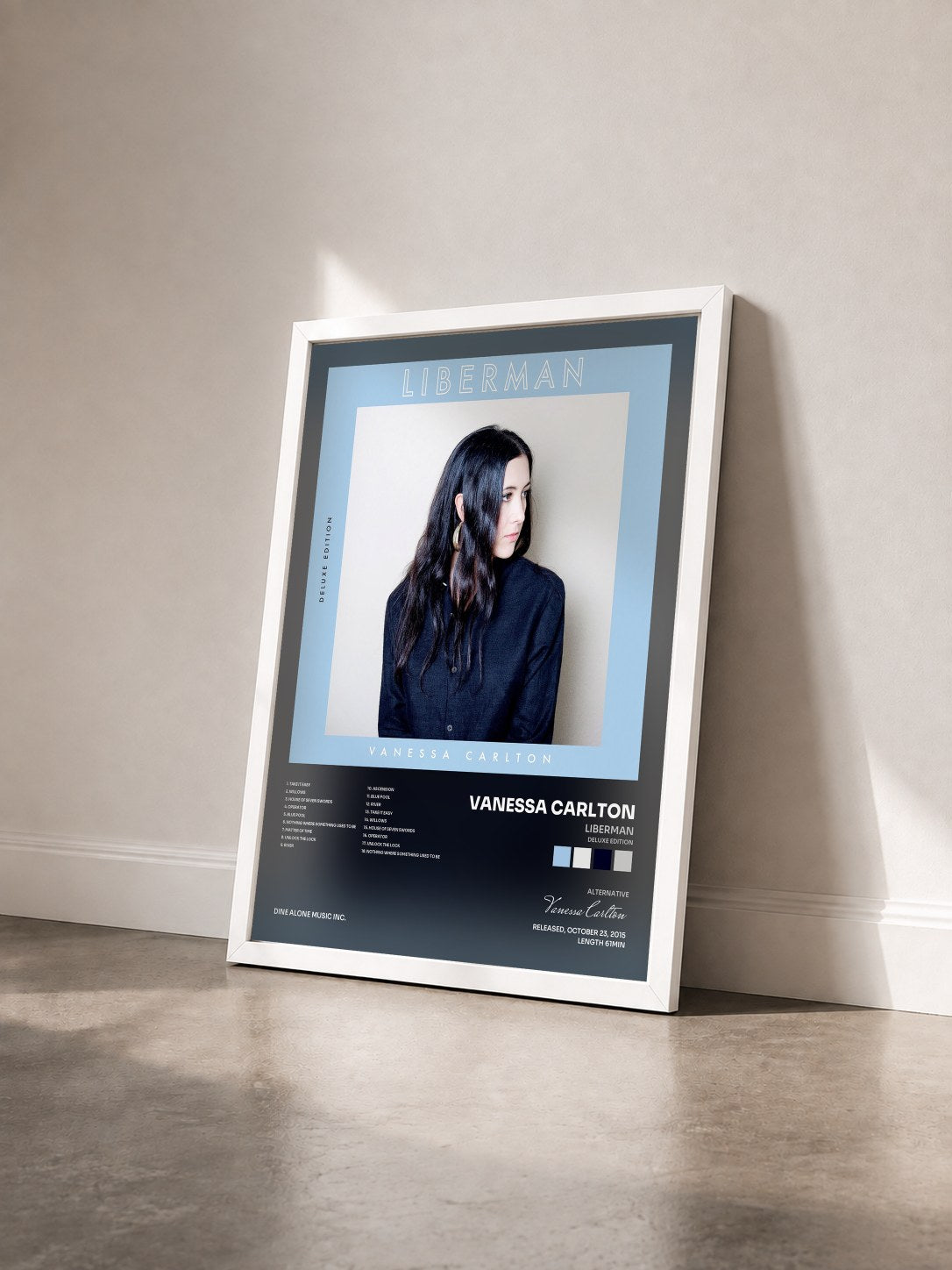 #blanc Tableau de l'album Liberman (Deluxe Edition) de Vanessa Carlton vu de trois quarts, cadre blanc