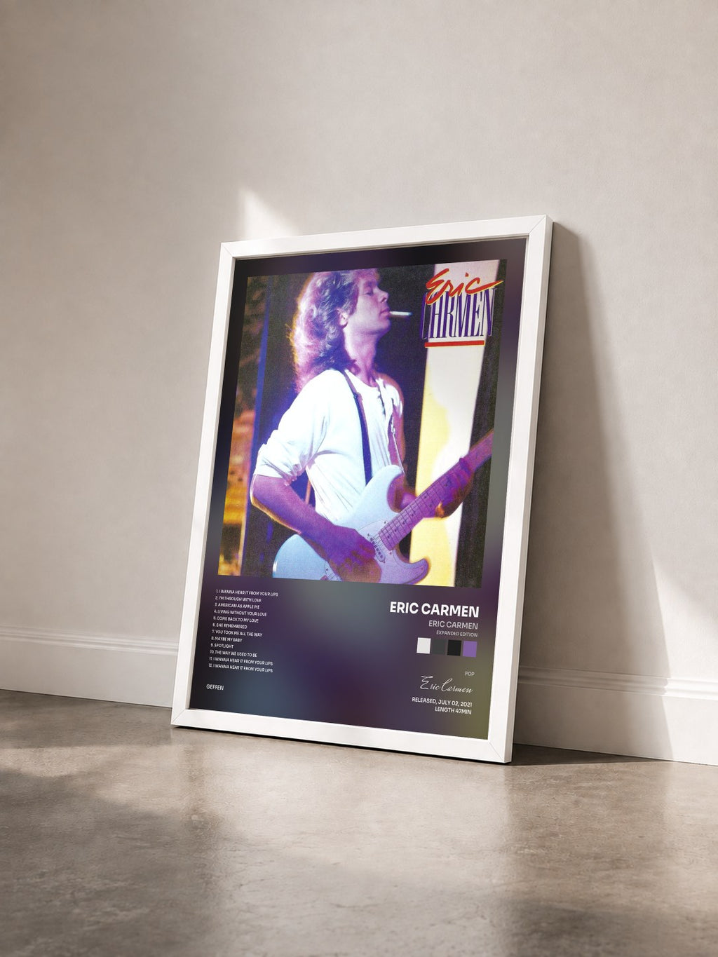 #blanc Tableau de l'album Eric Carmen (Expanded Edition) de Eric Carmen vu de trois quarts, cadre blanc