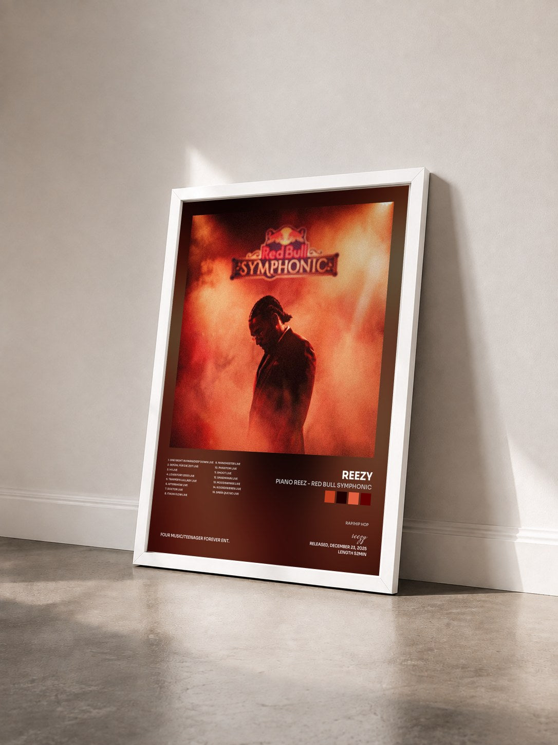 #blanc Tableau de l'album PIANO REEZ - RED BULL SYMPHONIC de reezy vu de trois quarts, cadre blanc