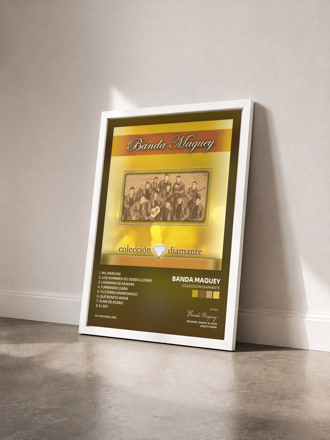#blanc Tableau de l'album Coleccion Diamante de Banda Maguey vu de trois quarts, cadre blanc