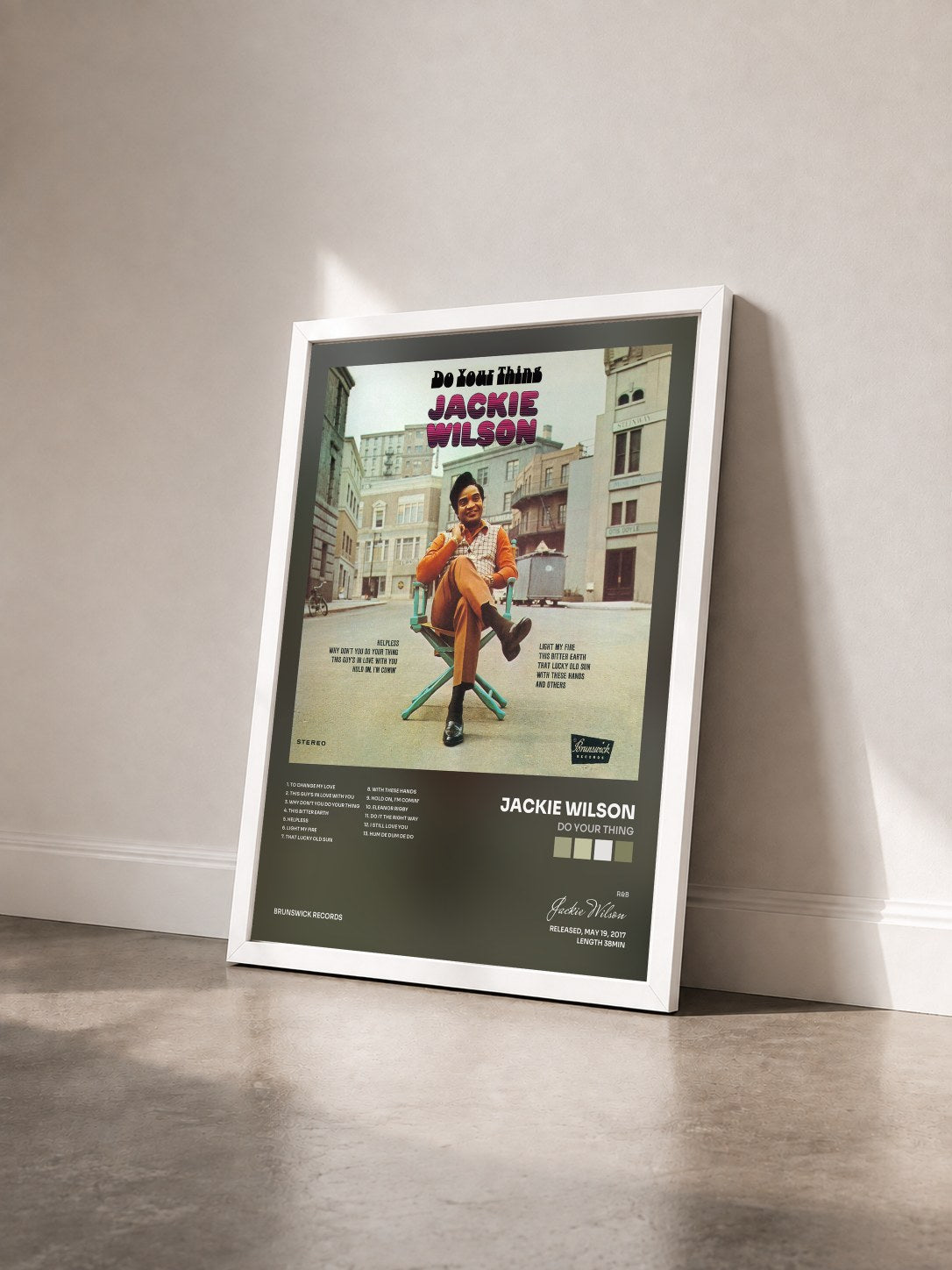 #blanc Tableau de l'album Do Your Thing de Jackie Wilson vu de trois quarts, cadre blanc
