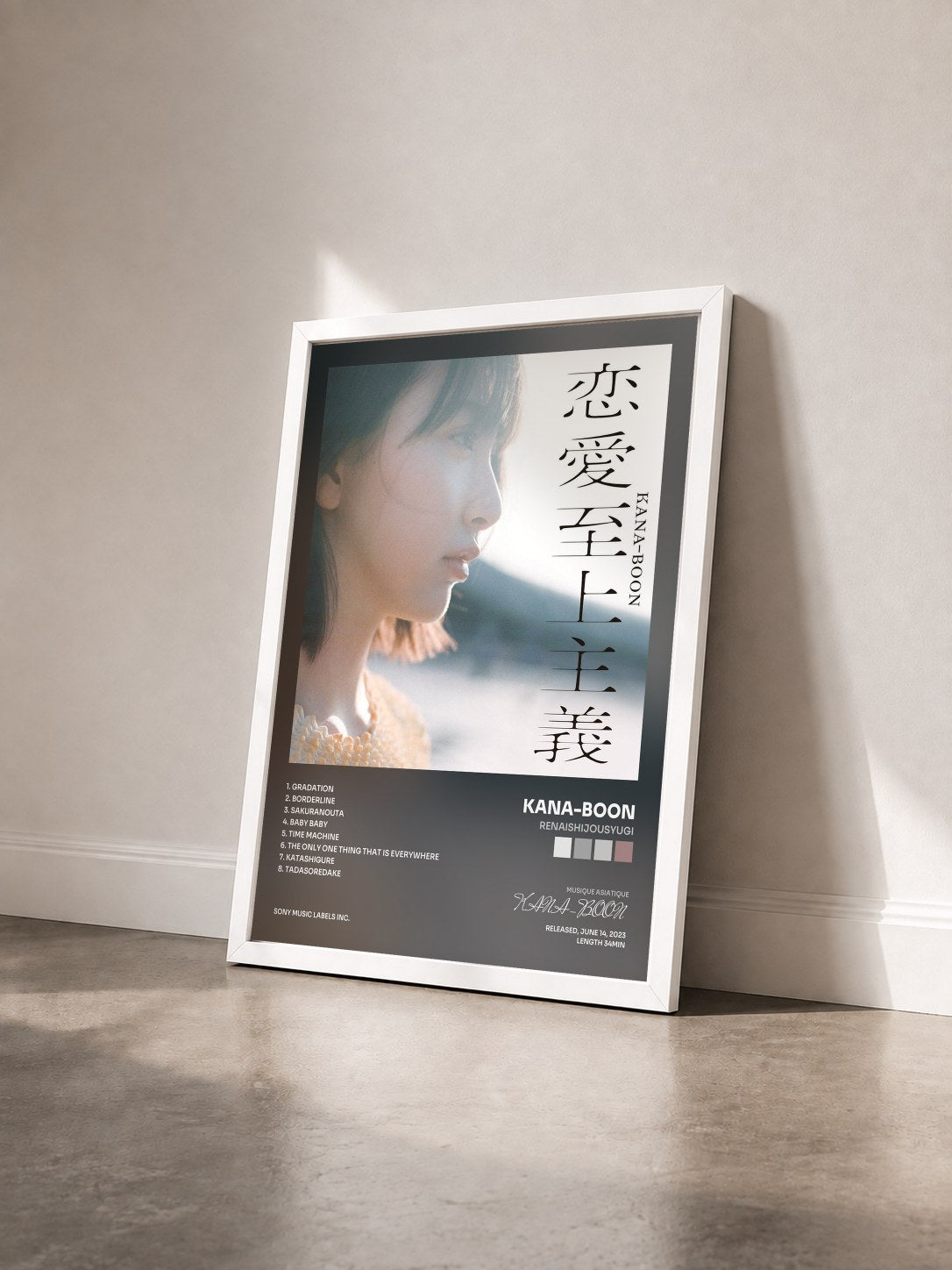 #blanc Tableau de l'album renaishijousyugi de KANA-BOON vu de trois quarts, cadre blanc