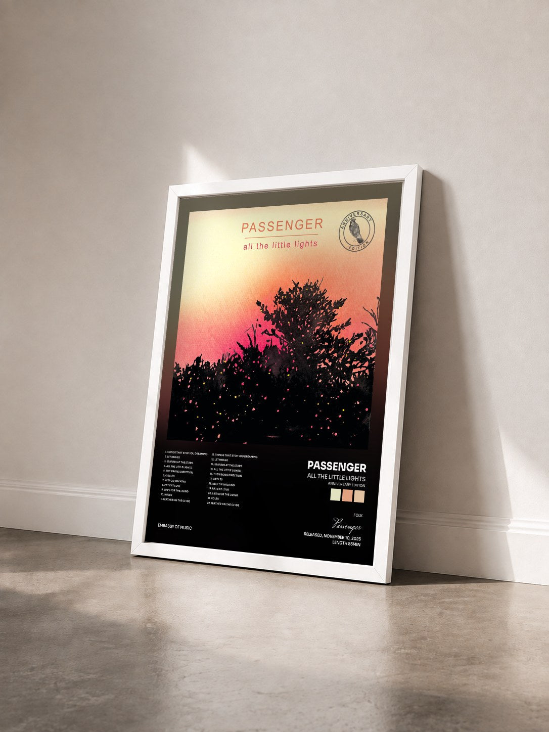 #blanc Tableau de l'album All the Little Lights (Anniversary Edition) de Passenger vu de trois quarts, cadre blanc