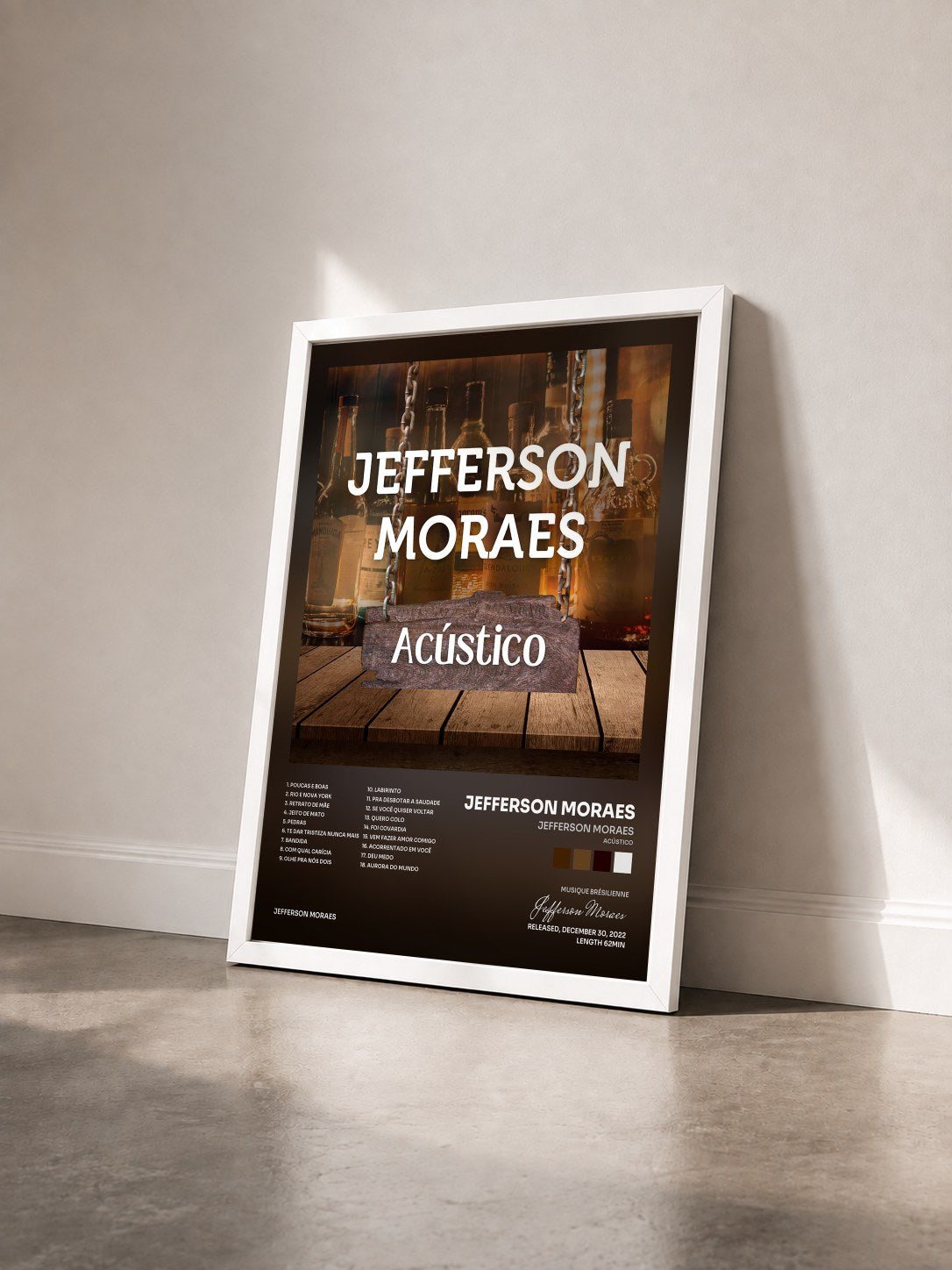 #blanc Tableau de l'album Jefferson Moraes (Acústico) de Jefferson Moraes vu de trois quarts, cadre blanc