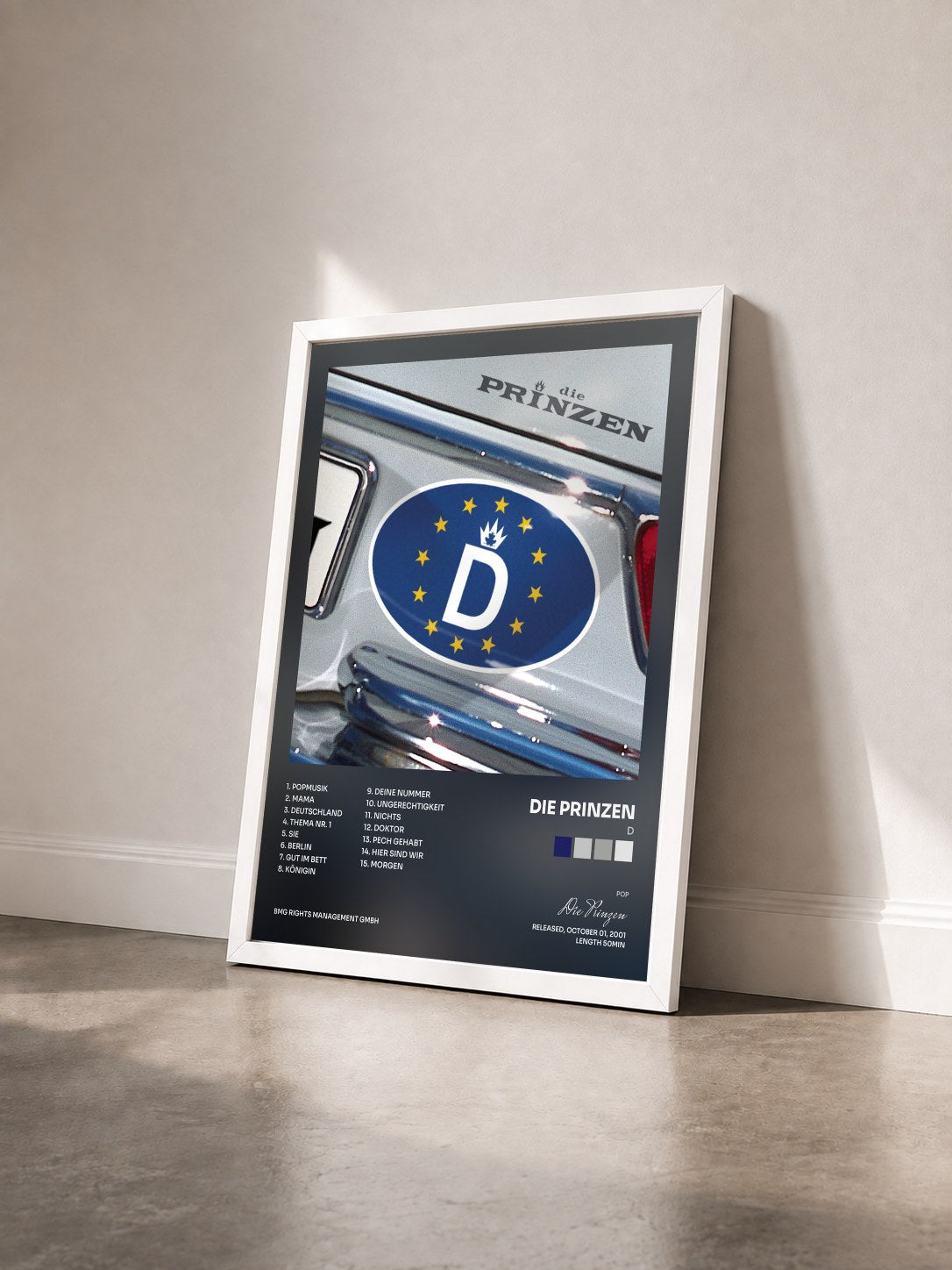 #blanc Tableau de l'album D de Die Prinzen vu de trois quarts, cadre blanc