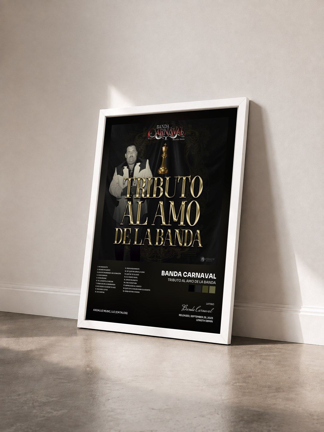 #blanc Tableau de l'album Tributo Al Amo De La Banda de Banda Carnaval vu de trois quarts, cadre blanc