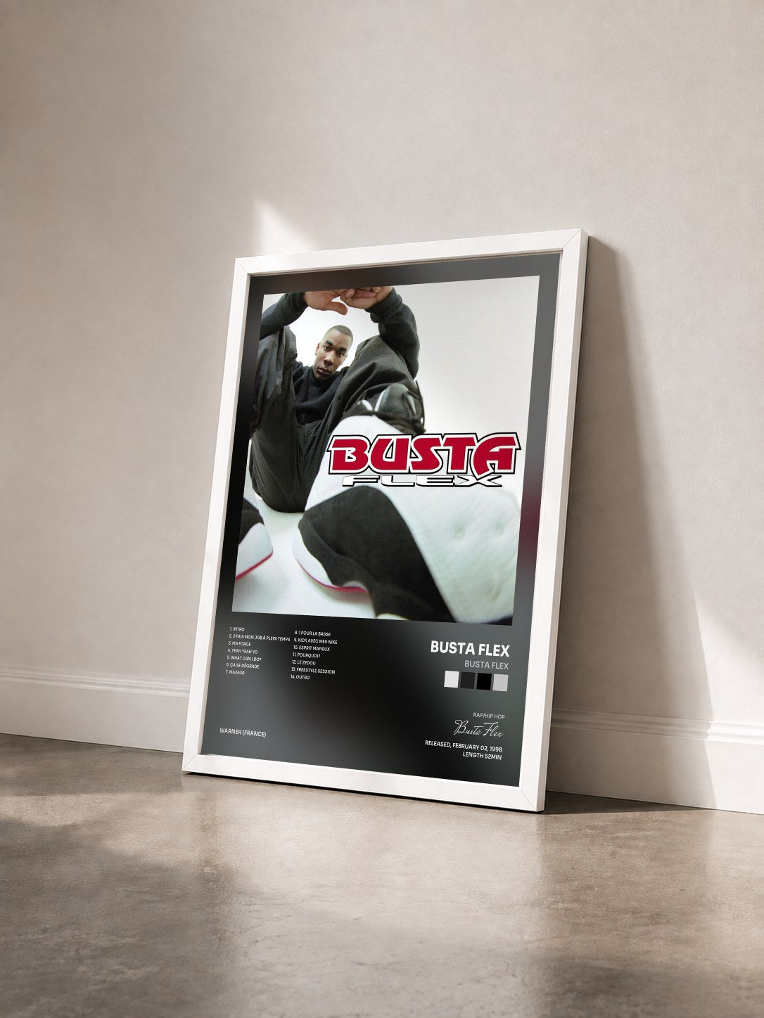 #blanc Tableau de l'album Busta Flex de Busta Flex vu de trois quarts, cadre blanc