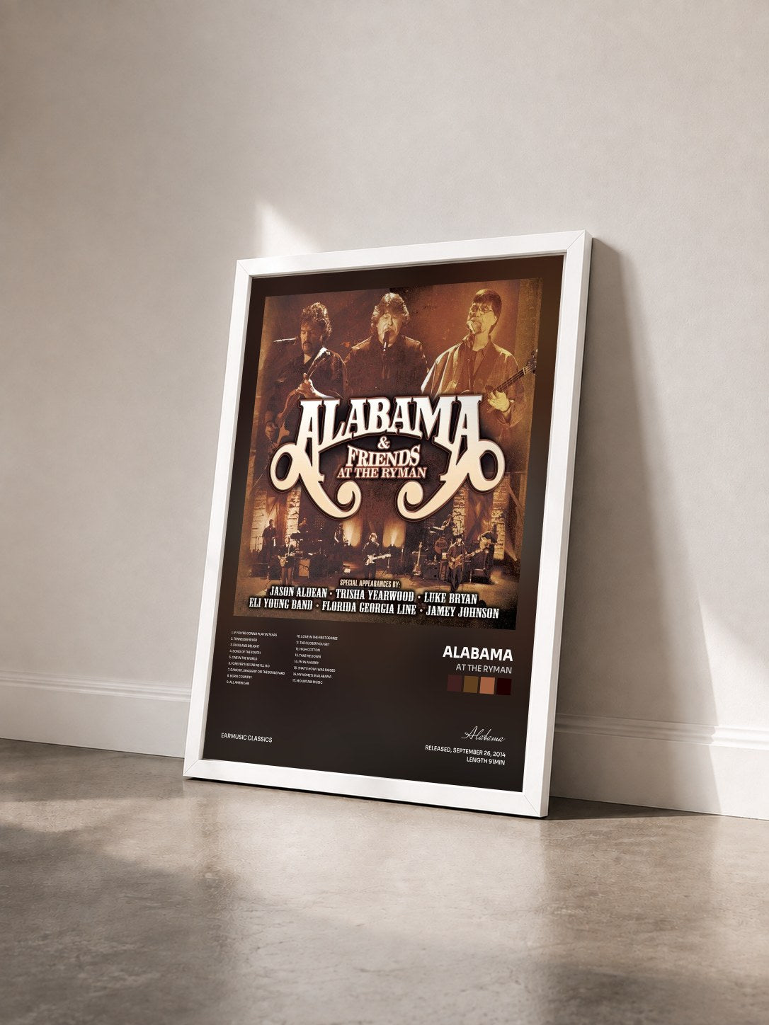 #blanc Tableau de l'album At the Ryman de Alabama vu de trois quarts, cadre blanc