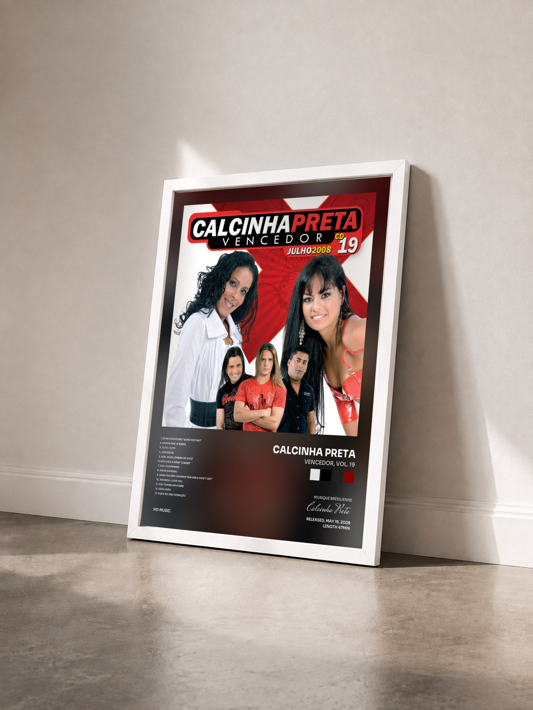 #blanc Tableau de l'album Vencedor, Vol. 19 de Calcinha Preta vu de trois quarts, cadre blanc