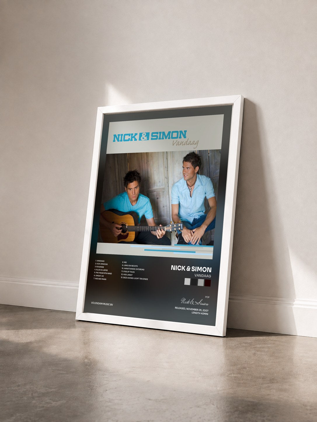 #blanc Tableau de l'album Vandaag de Nick & Simon vu de trois quarts, cadre blanc